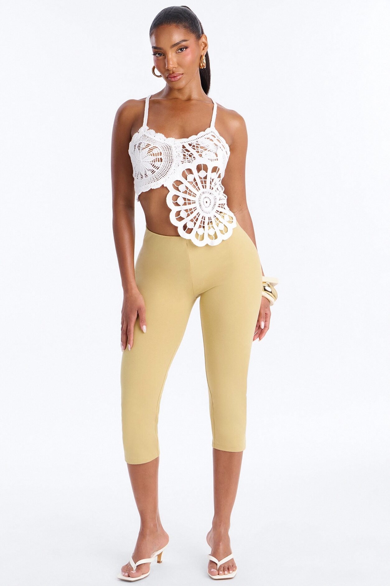 Jaslyn Crochet Backless Top - White