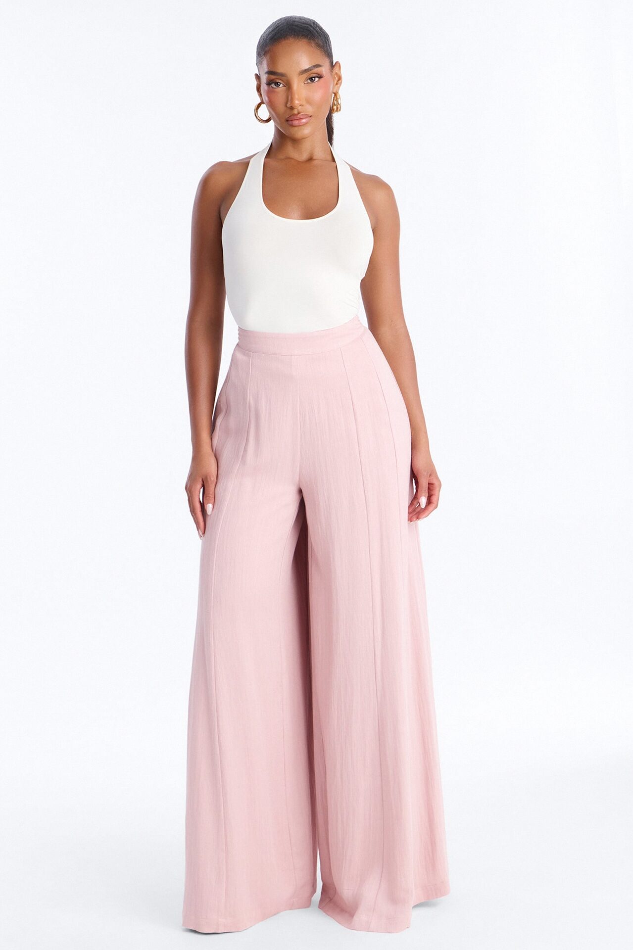 Kimia Mid Rise Extra Wide Leg Pant 33″ - Light Pink