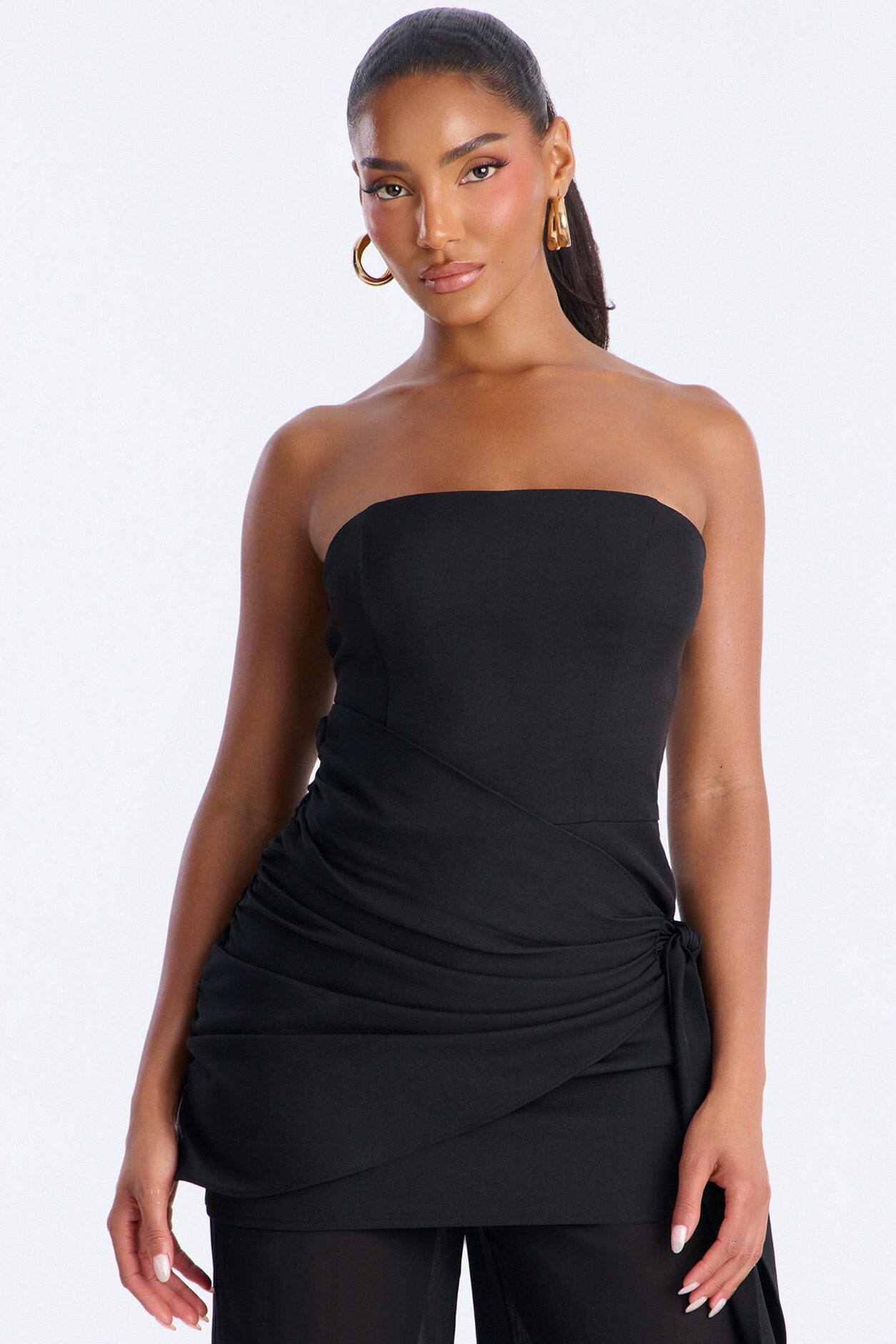 Willow Sheer Draped Jumpsuit - Black
