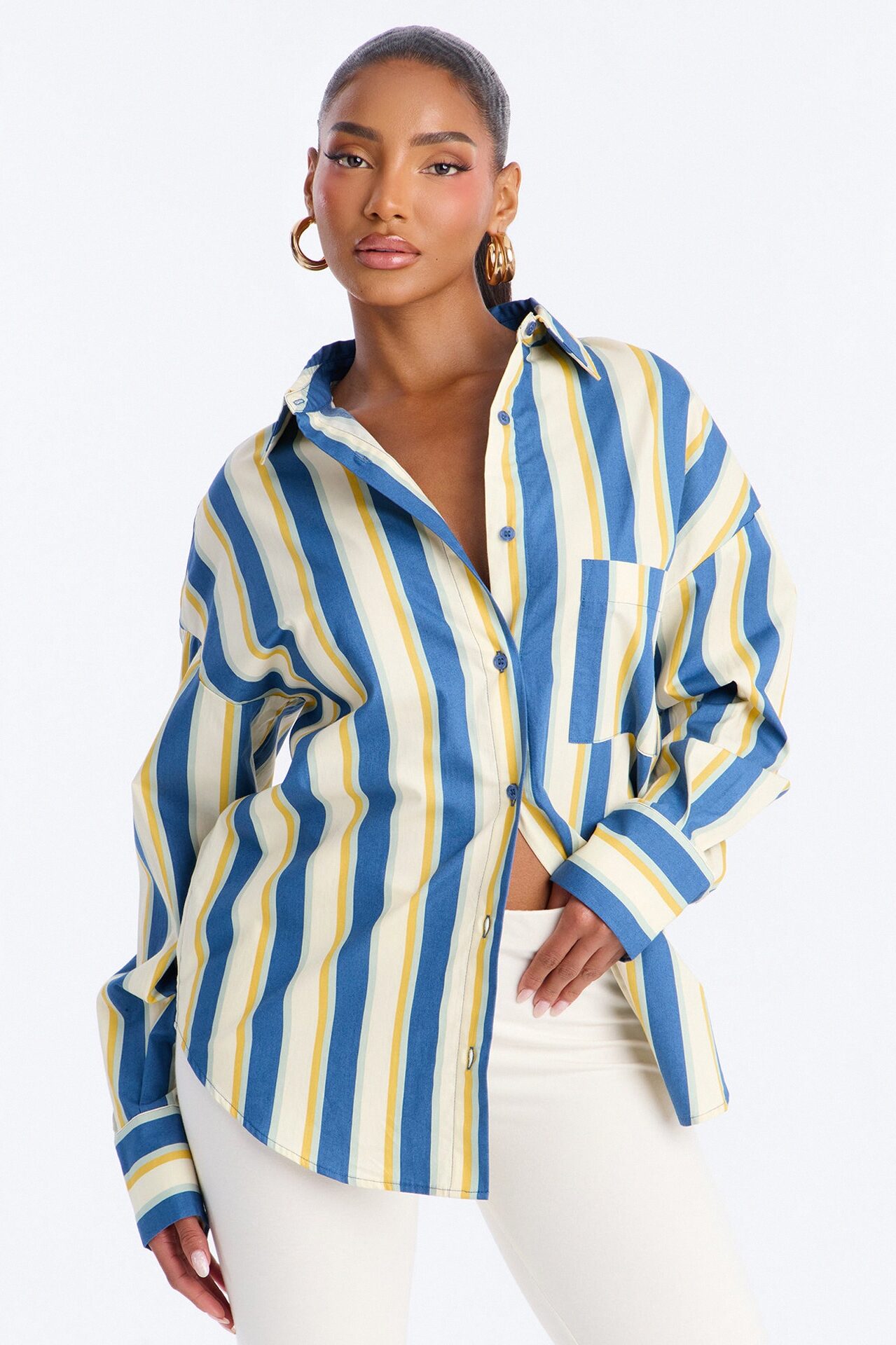 I'm The Main Topic Striped Shirt - Blue/combo
