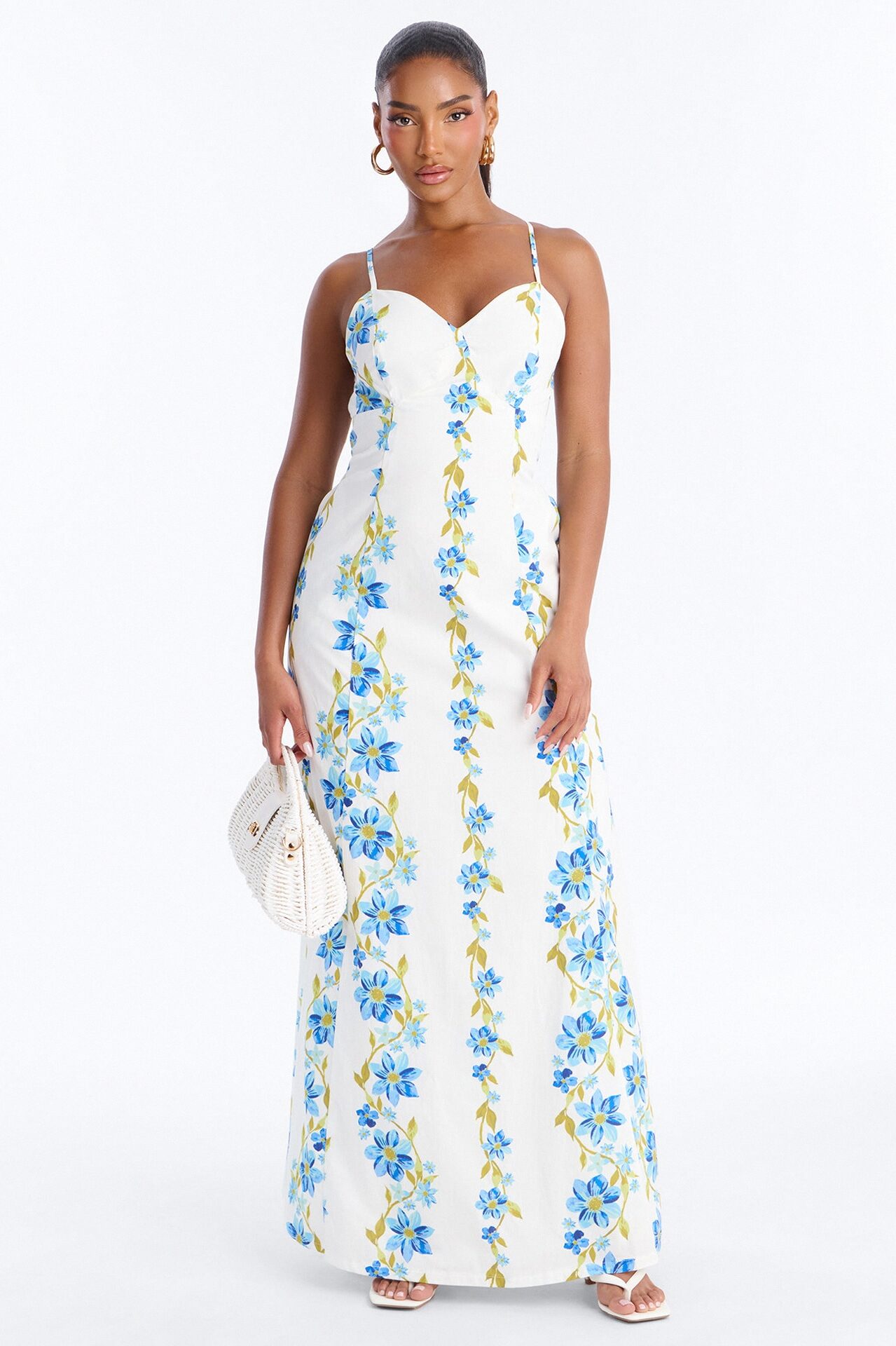 Daytime Shine Linen Maxi Dress - Blue/combo