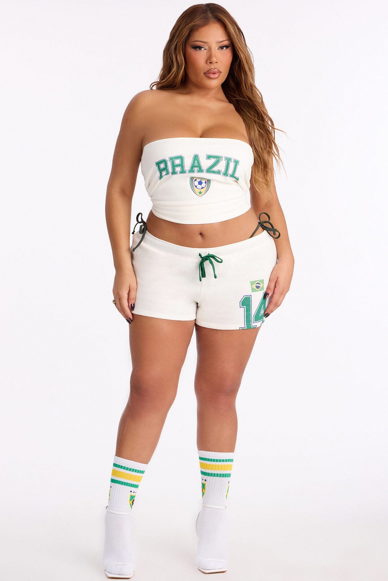 Brazil Soccer Tube Top - White