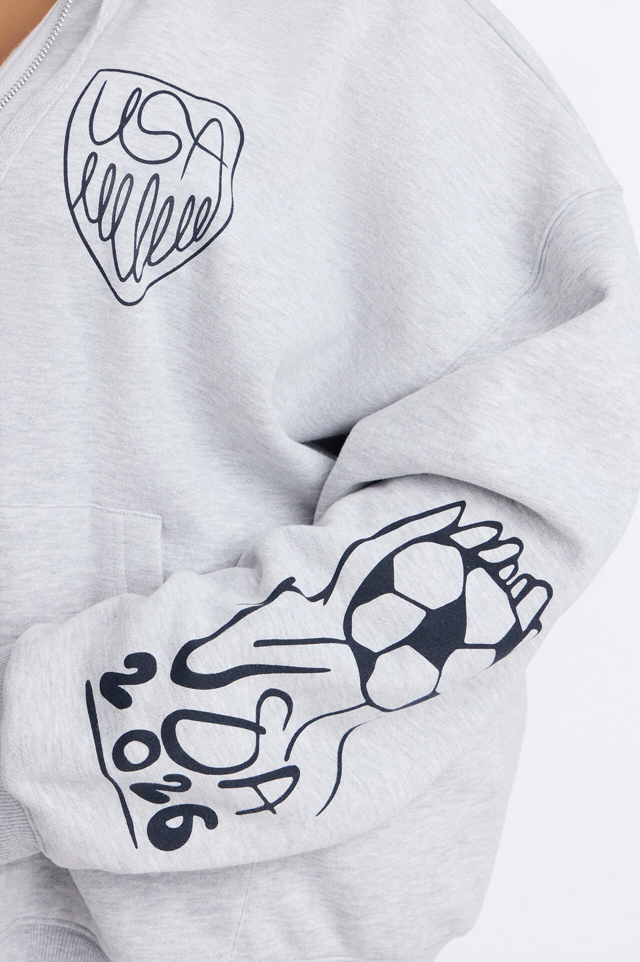 US Soccer Full Zip Hoodie - Heather Grey