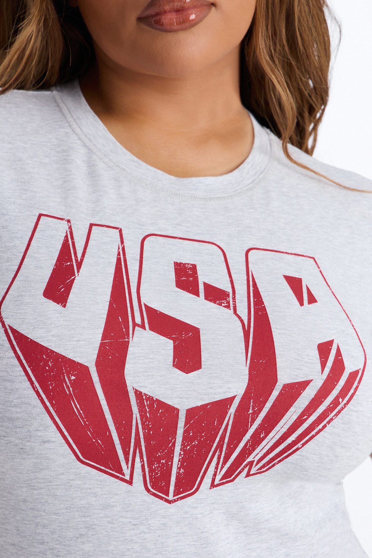 USA Fitted Baby Tee - Heather Grey