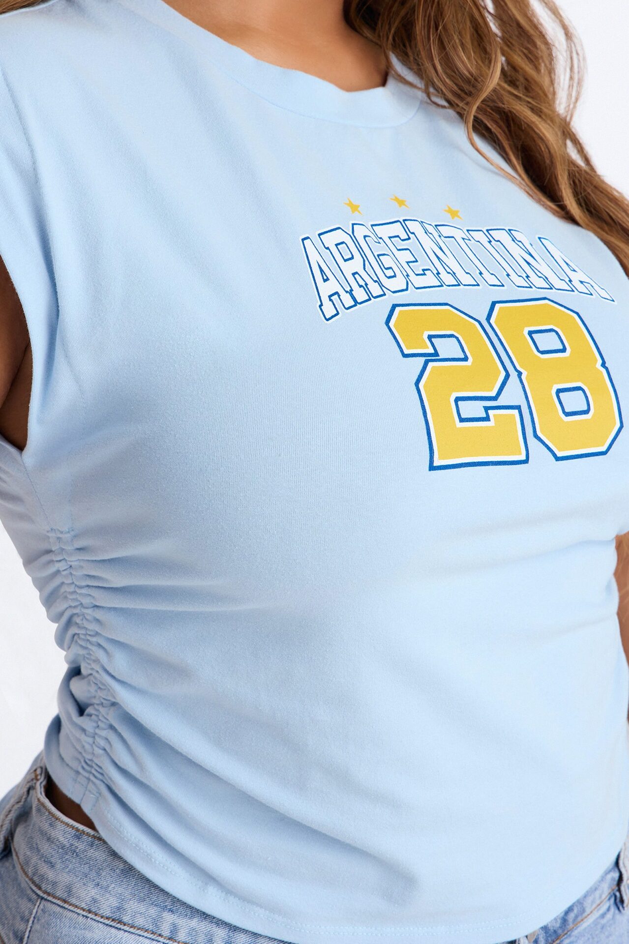 Argentina Stars Cinched Side Tank - Light Blue