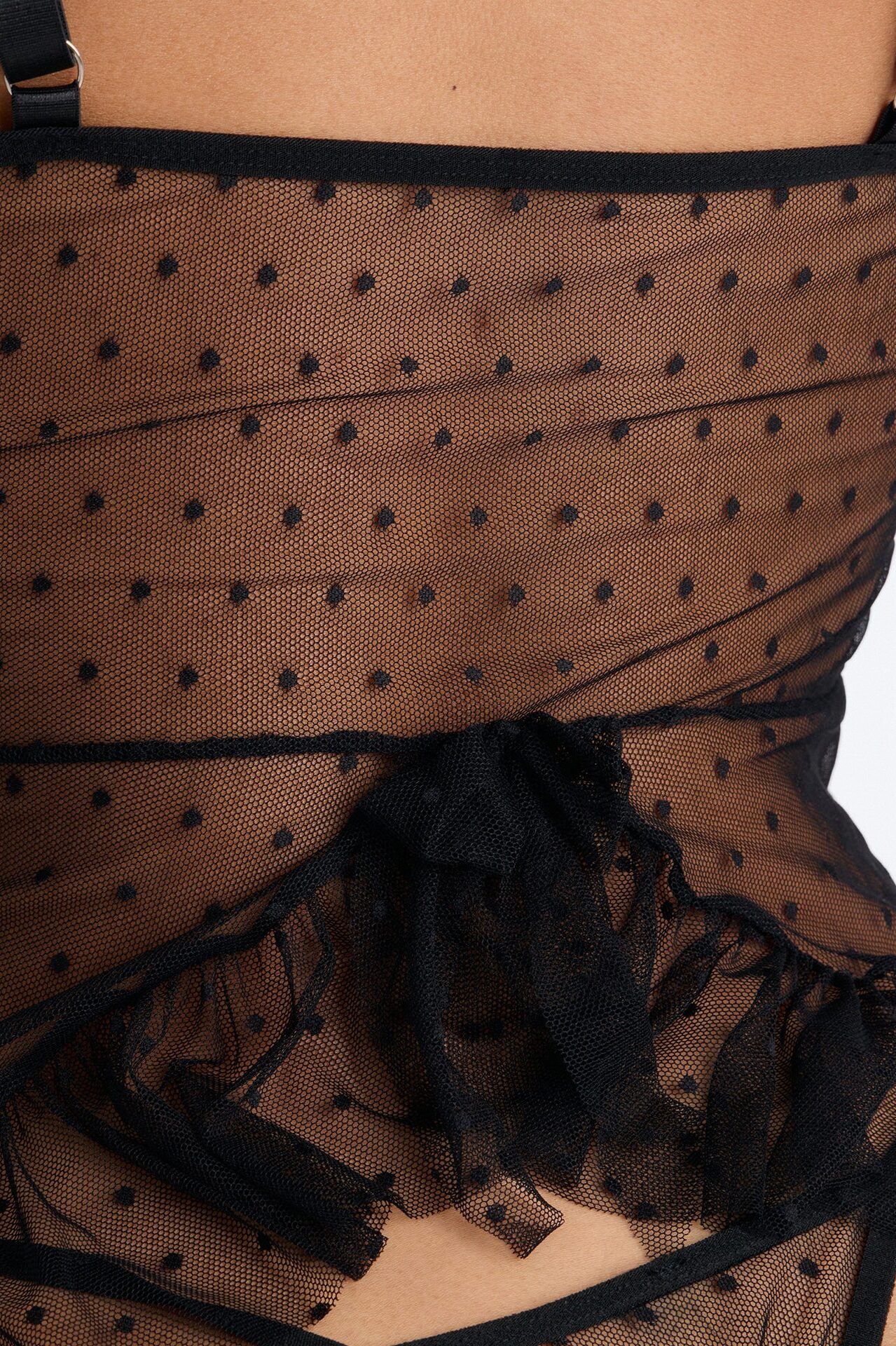Never Enough Dotted Mesh Babydoll - Black