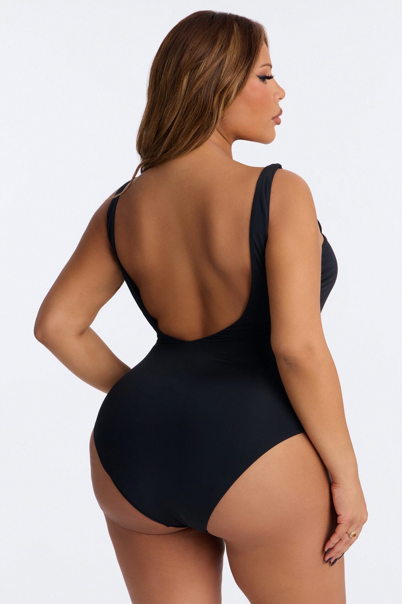 Sandy Toes Lace Up High Leg 1 Piece Swimsuit - Black