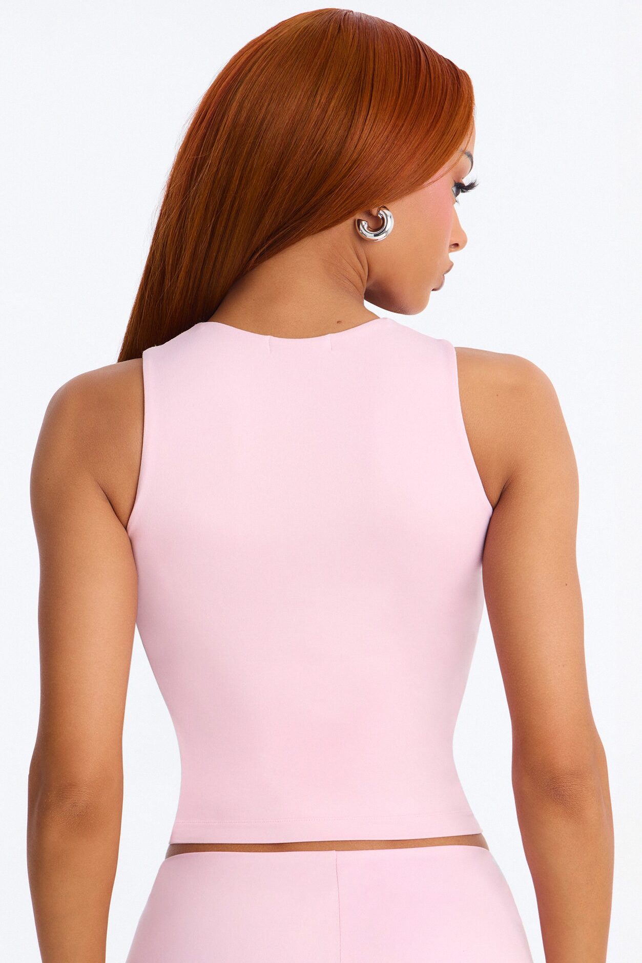 Seamless Smooth Double Lined U Neck Tank Top - Light Pink