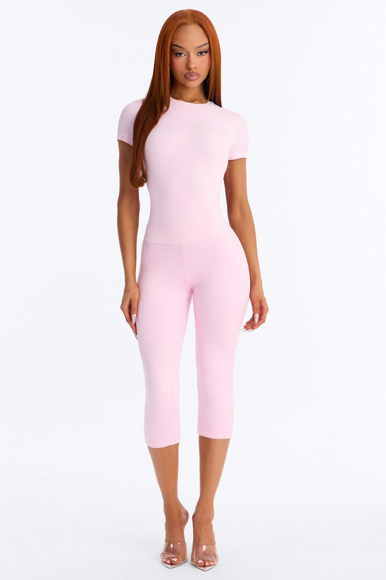 Second Skin Double Lined Short Sleeve Top - Light Pink