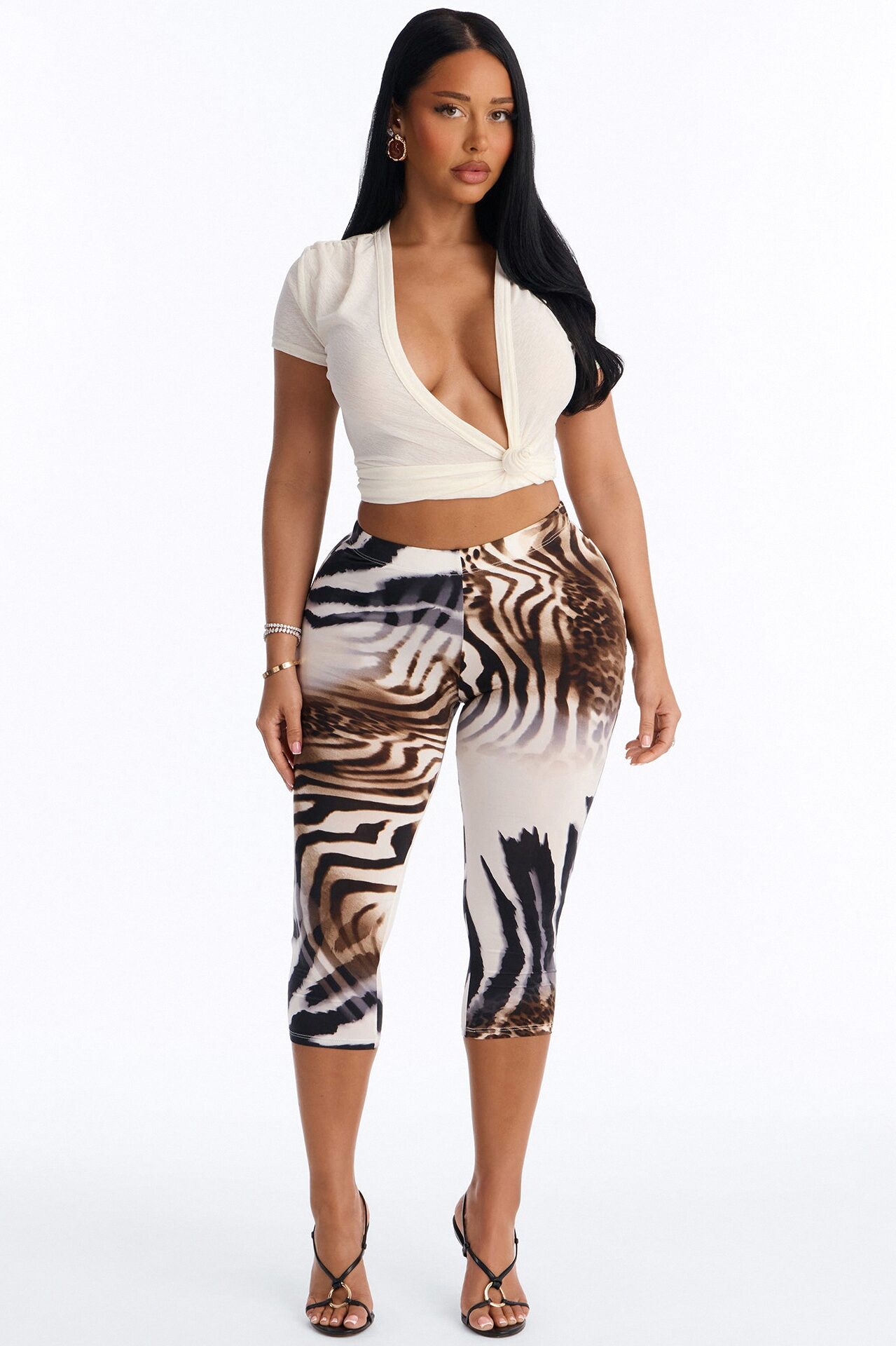Safari Nights Mid Rise Capri Legging - Black/combo