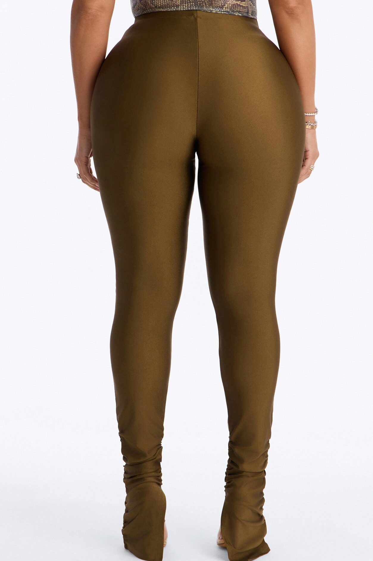 Always Confident High Rise Tricot Ruched Legging - Military Green