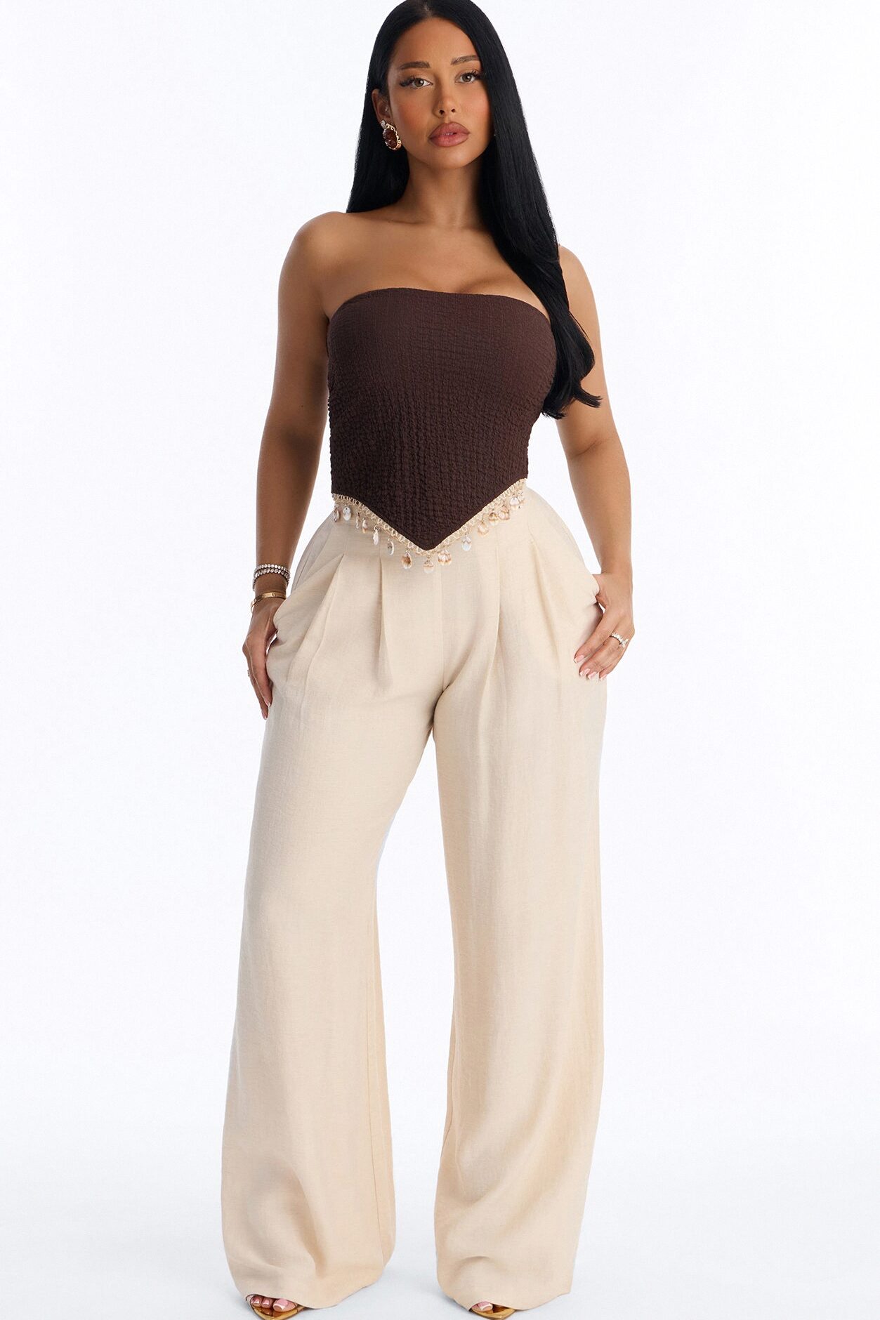 Sally Seashells Textured Tube Top - Chocolate