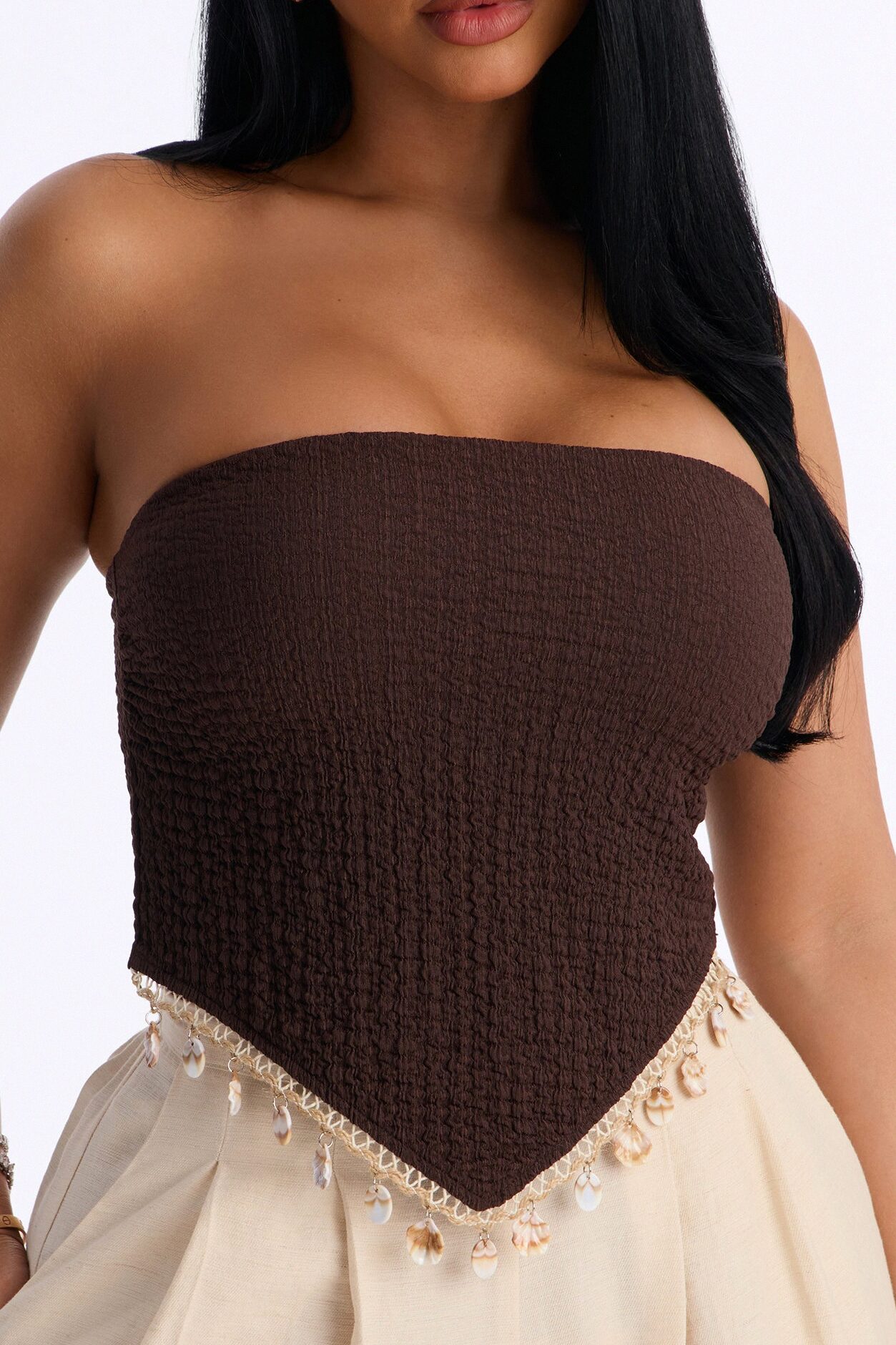 Sally Seashells Textured Tube Top - Chocolate
