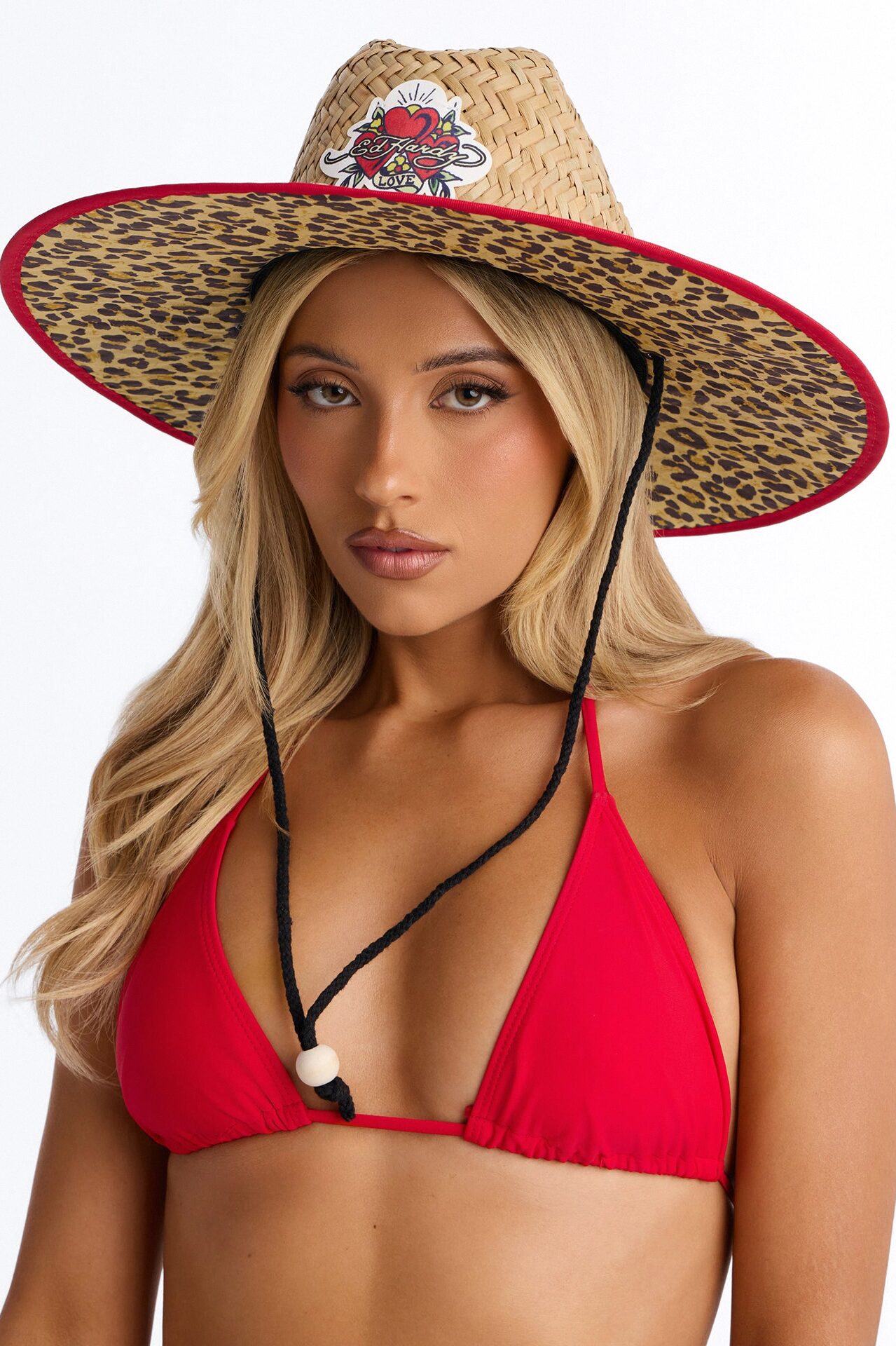 Ed Hardy Love Straw Sun Hat - Natural/Combo