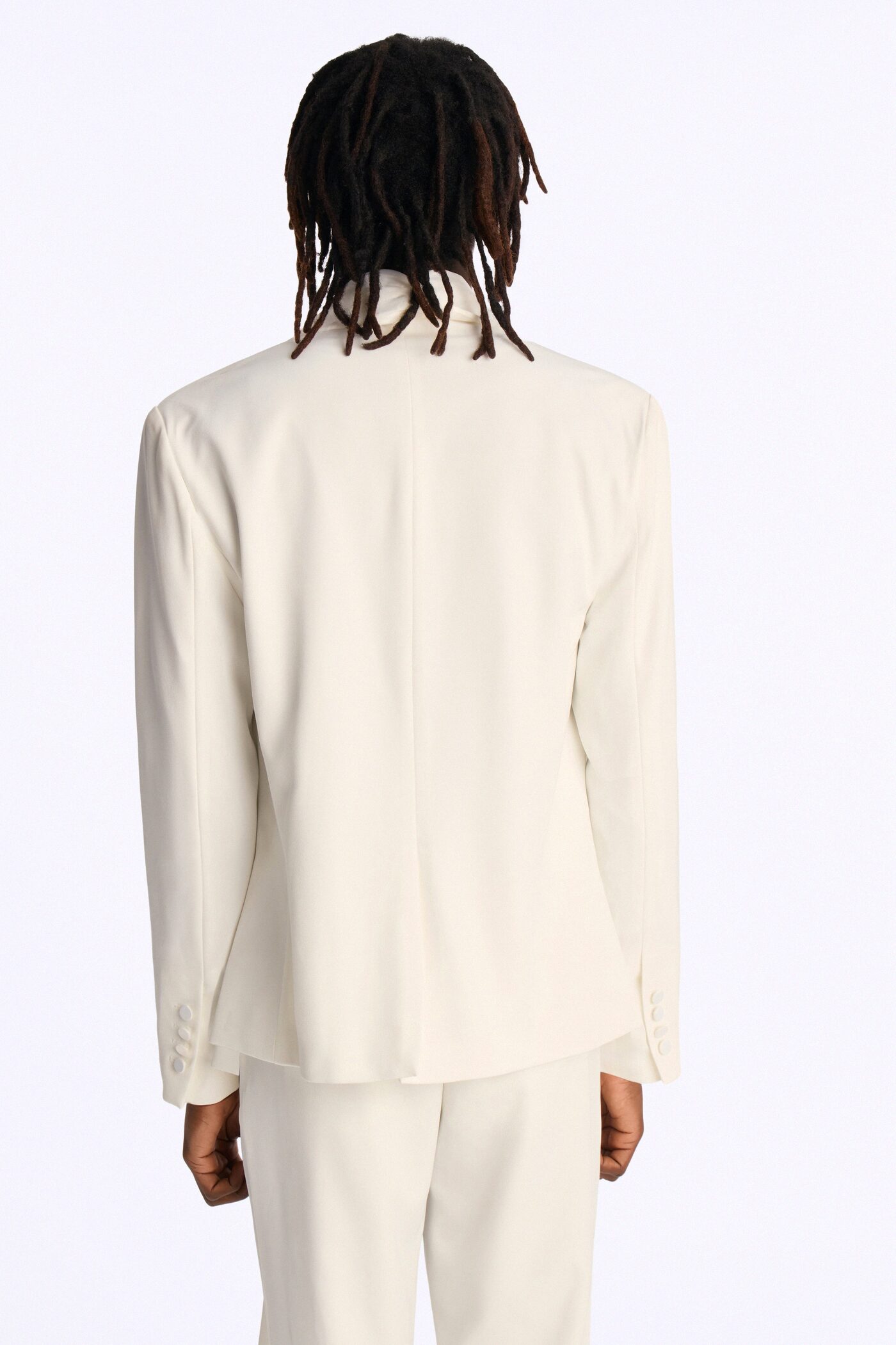 Versailles Luxe Satin Scarf Blazer - Cream