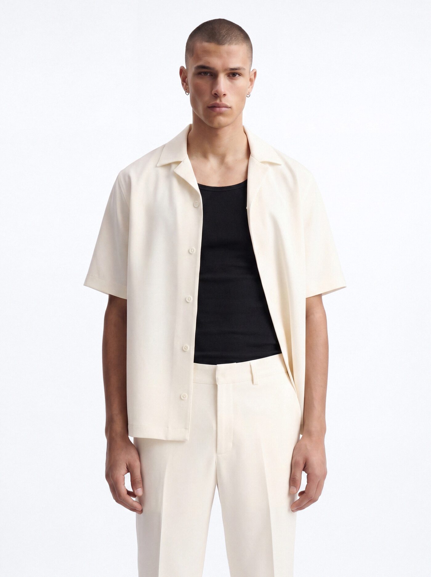Modern Essential Relaxed Straight Hybrid Waist Trouser - Off White