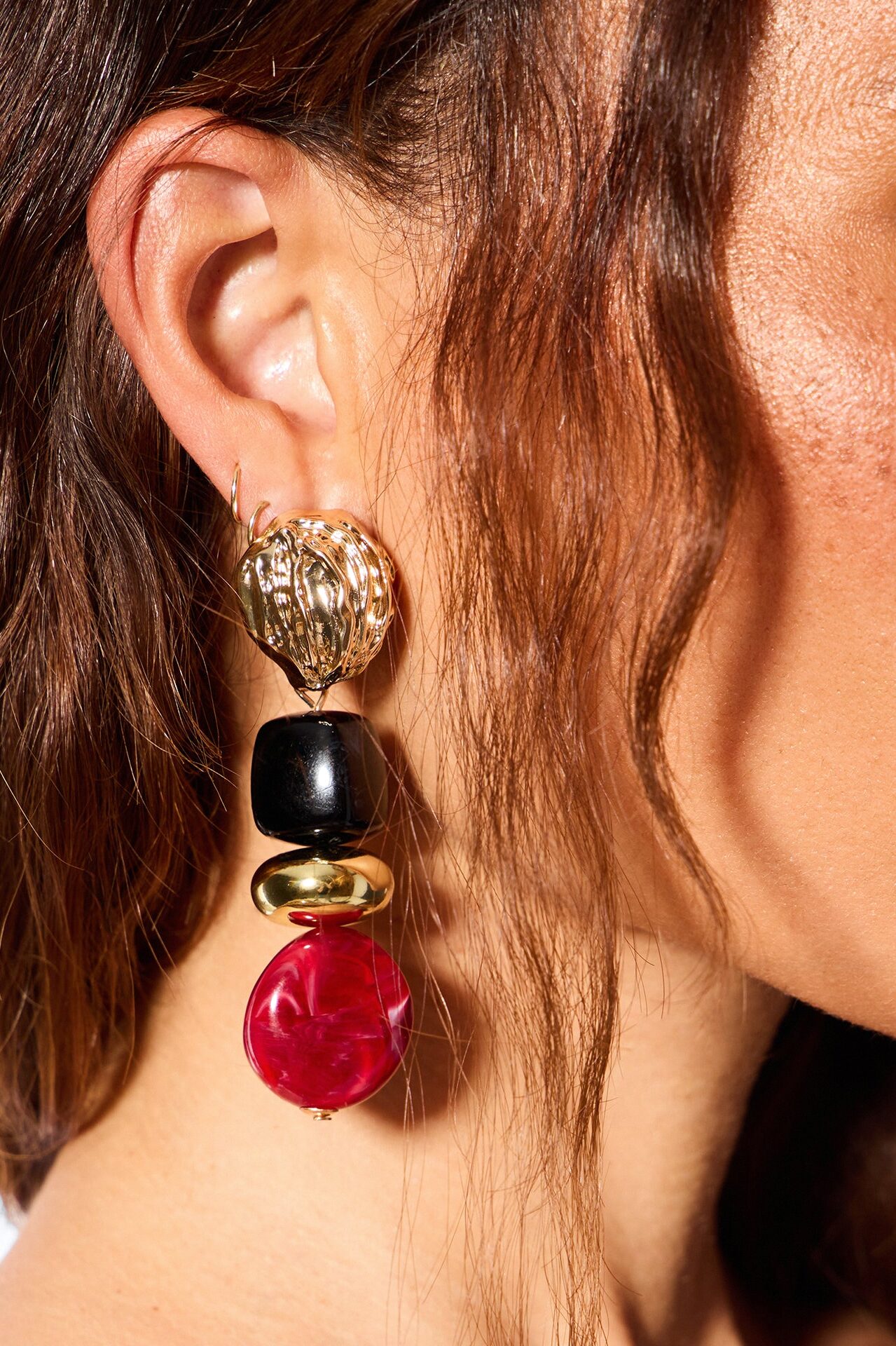 Sunspell Drop Earrings - Black/Red