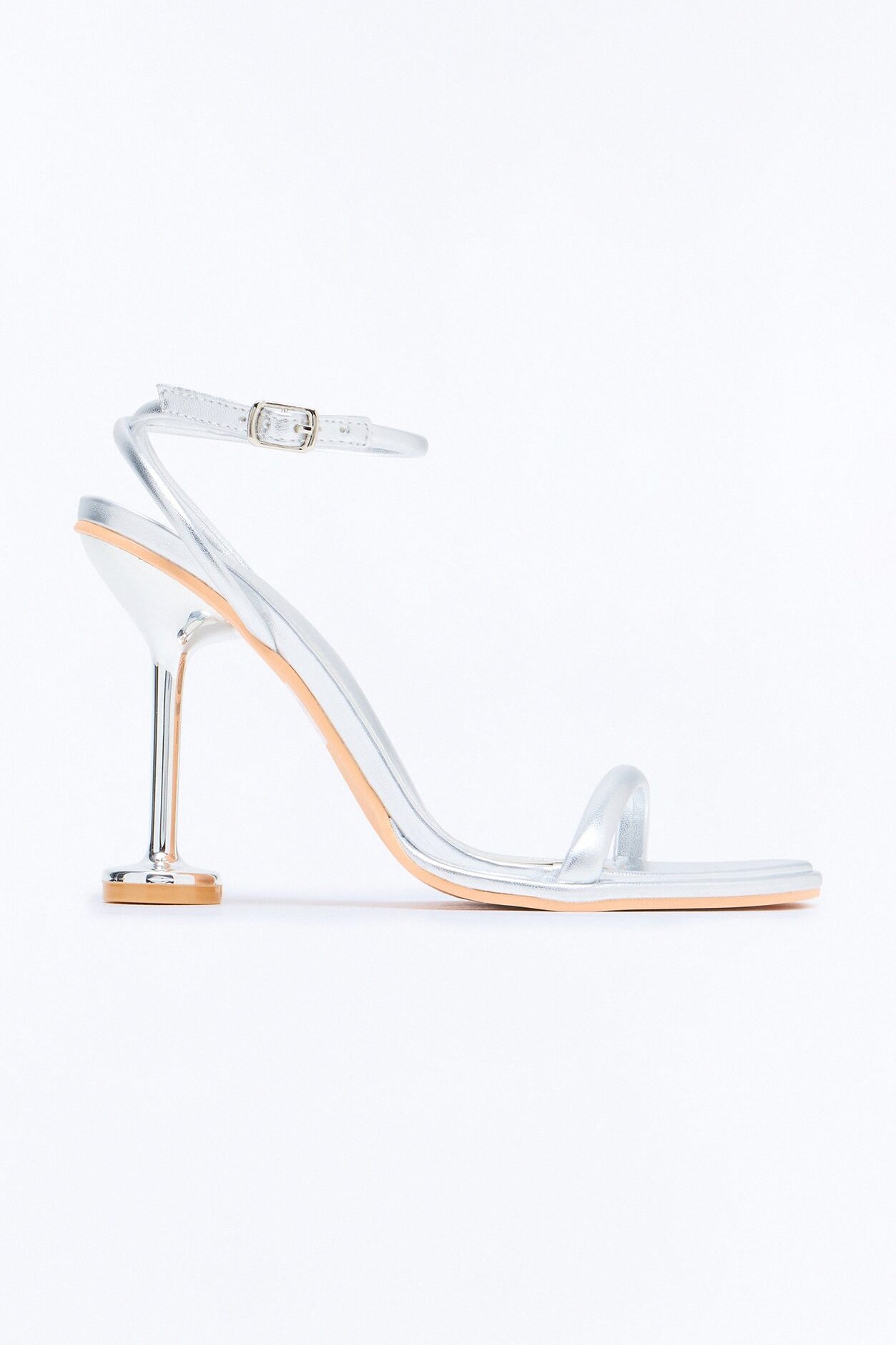 Jozette Ankle Strap Heels - Silver