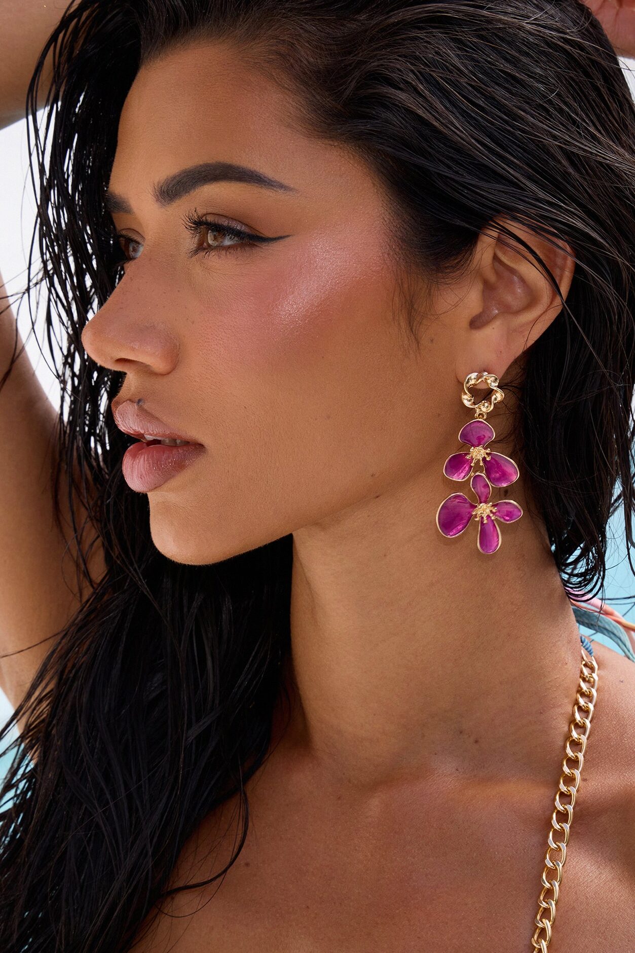 Lotus Dreams Earrings - Gold/Purple