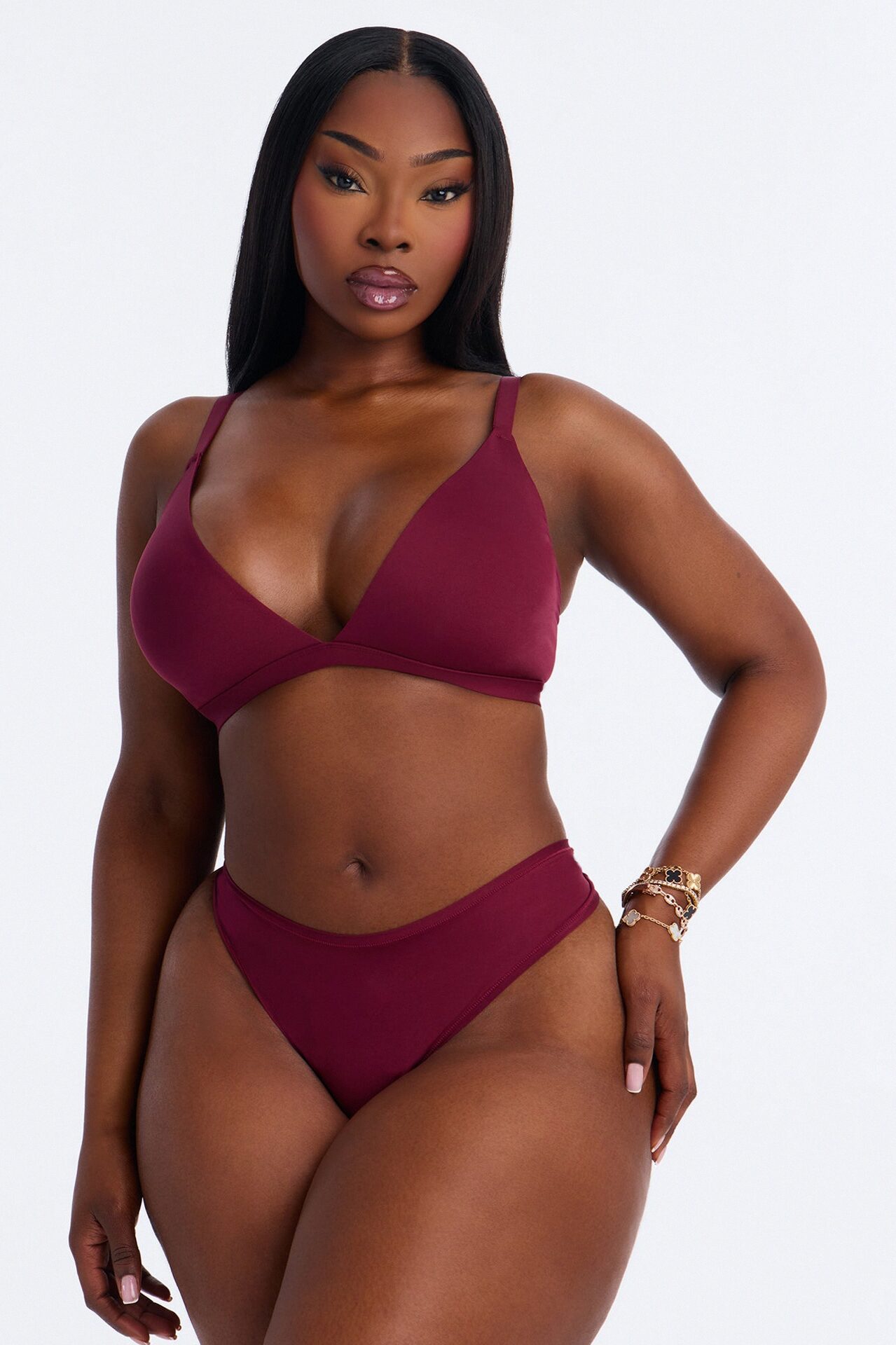 Light As A Feather Microfiber Thong Panty - Wine