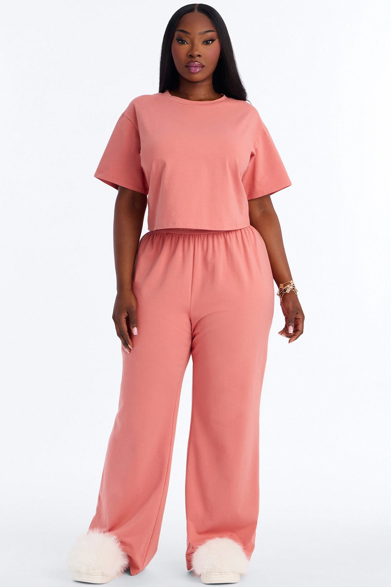FN Mood Cotton PJ Pant Set - Terracotta
