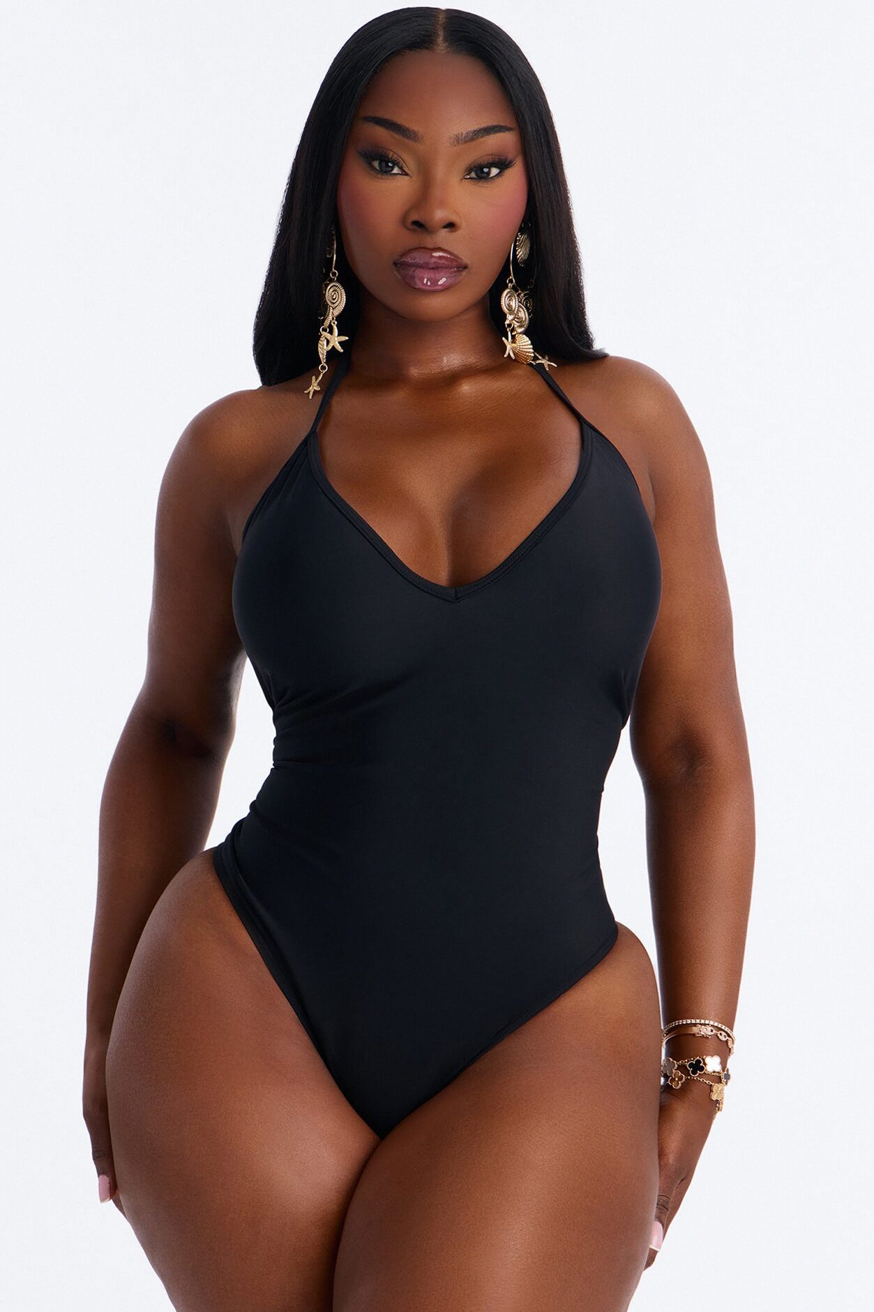 Hailey Ruched 1 Piece Swimsuit - Black