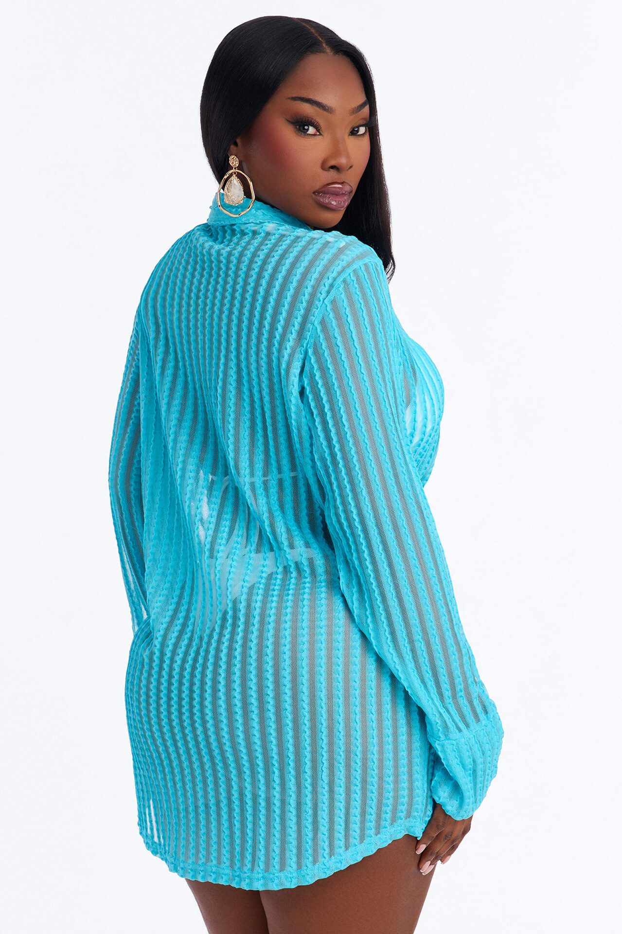 Island Breeze Cover Up Blouse - Turquoise