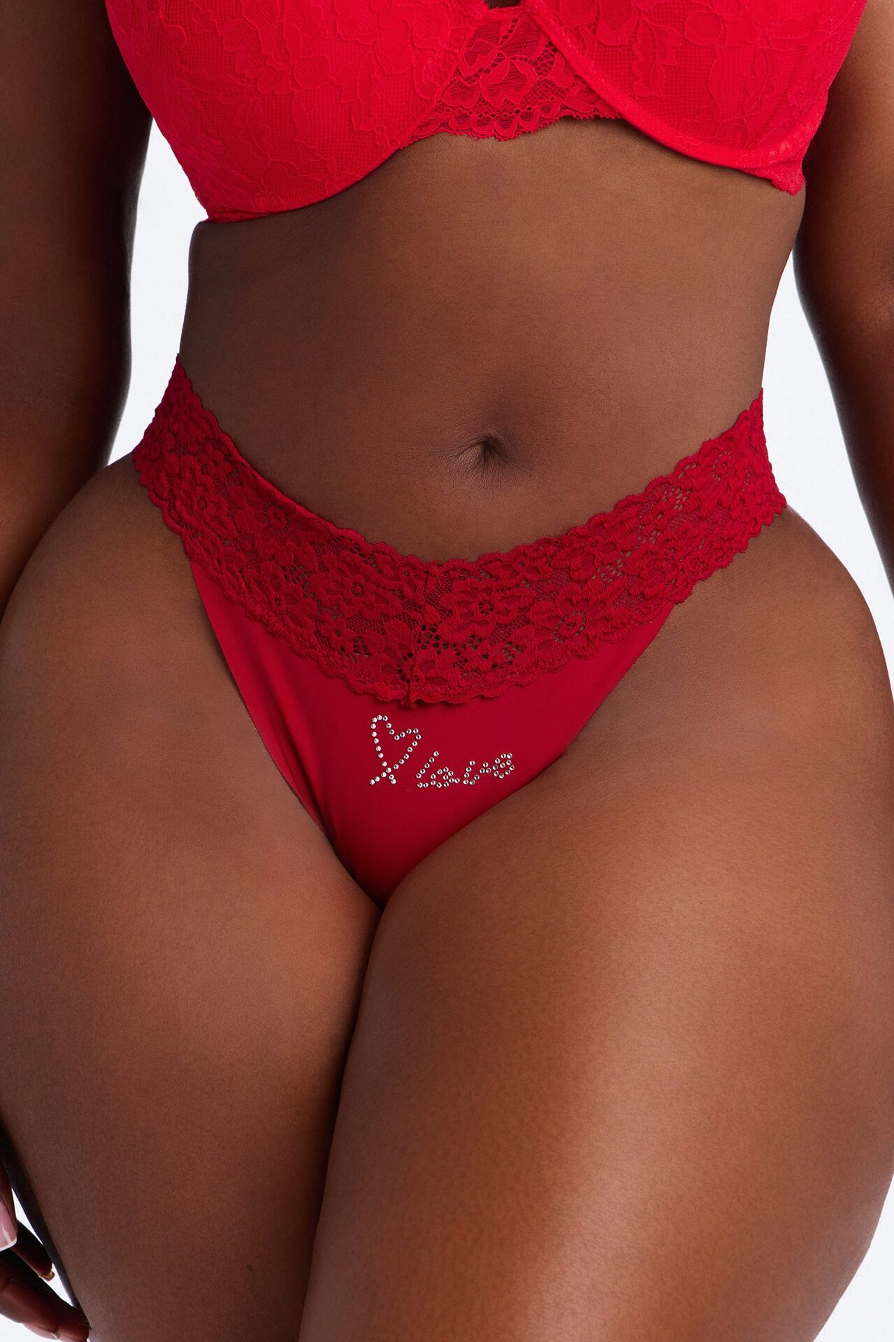 Feel The Love Thong Panty - Red