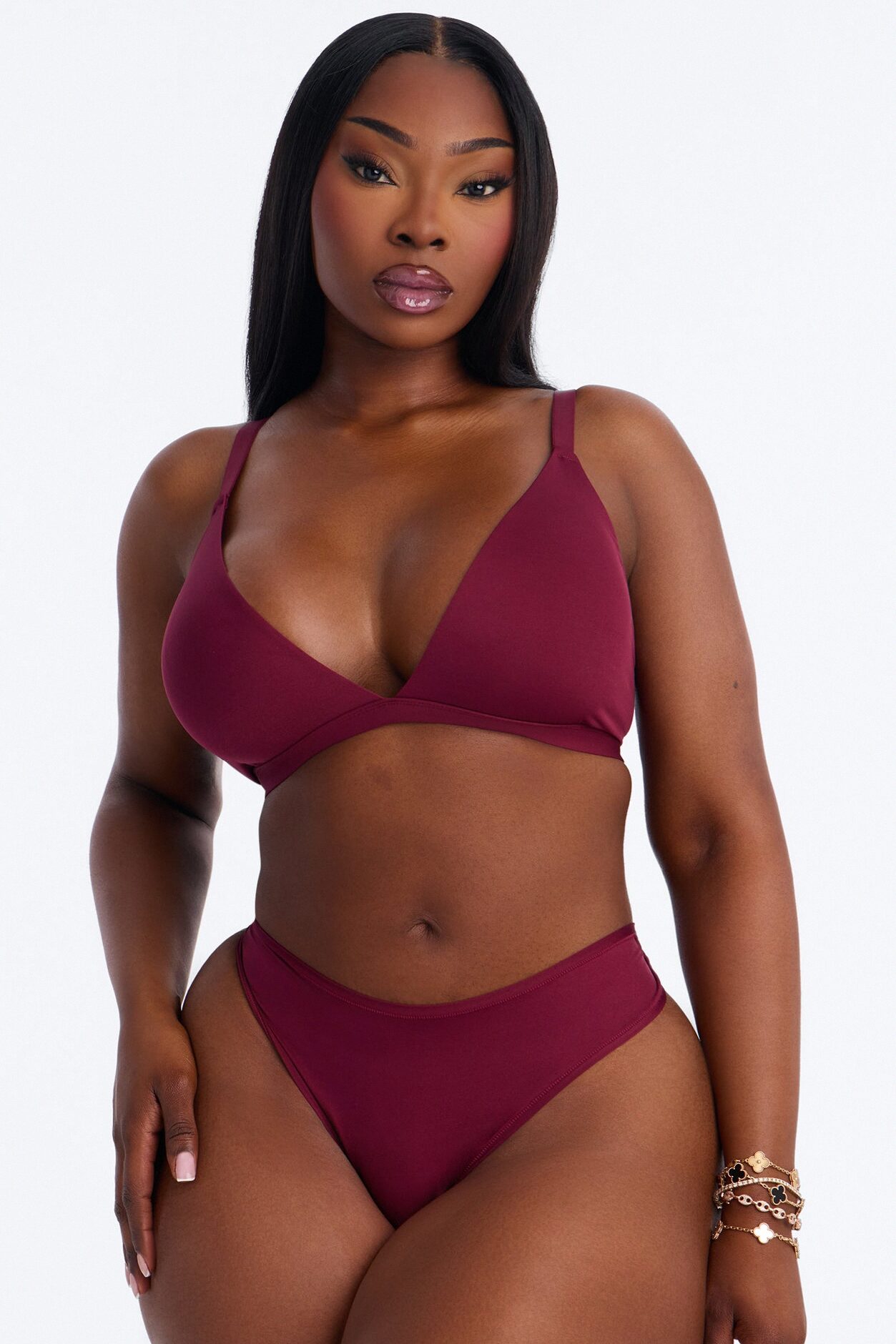 Light As A Feather Microfiber Triangle Bralette - Wine