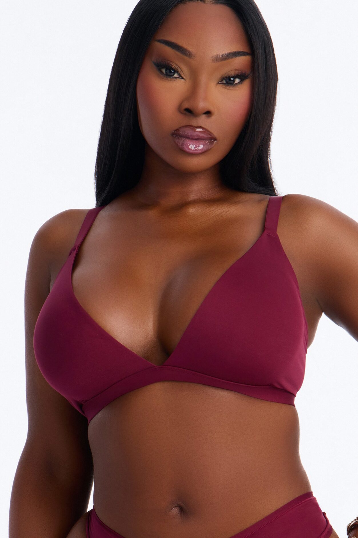 Light As A Feather Microfiber Triangle Bralette - Wine