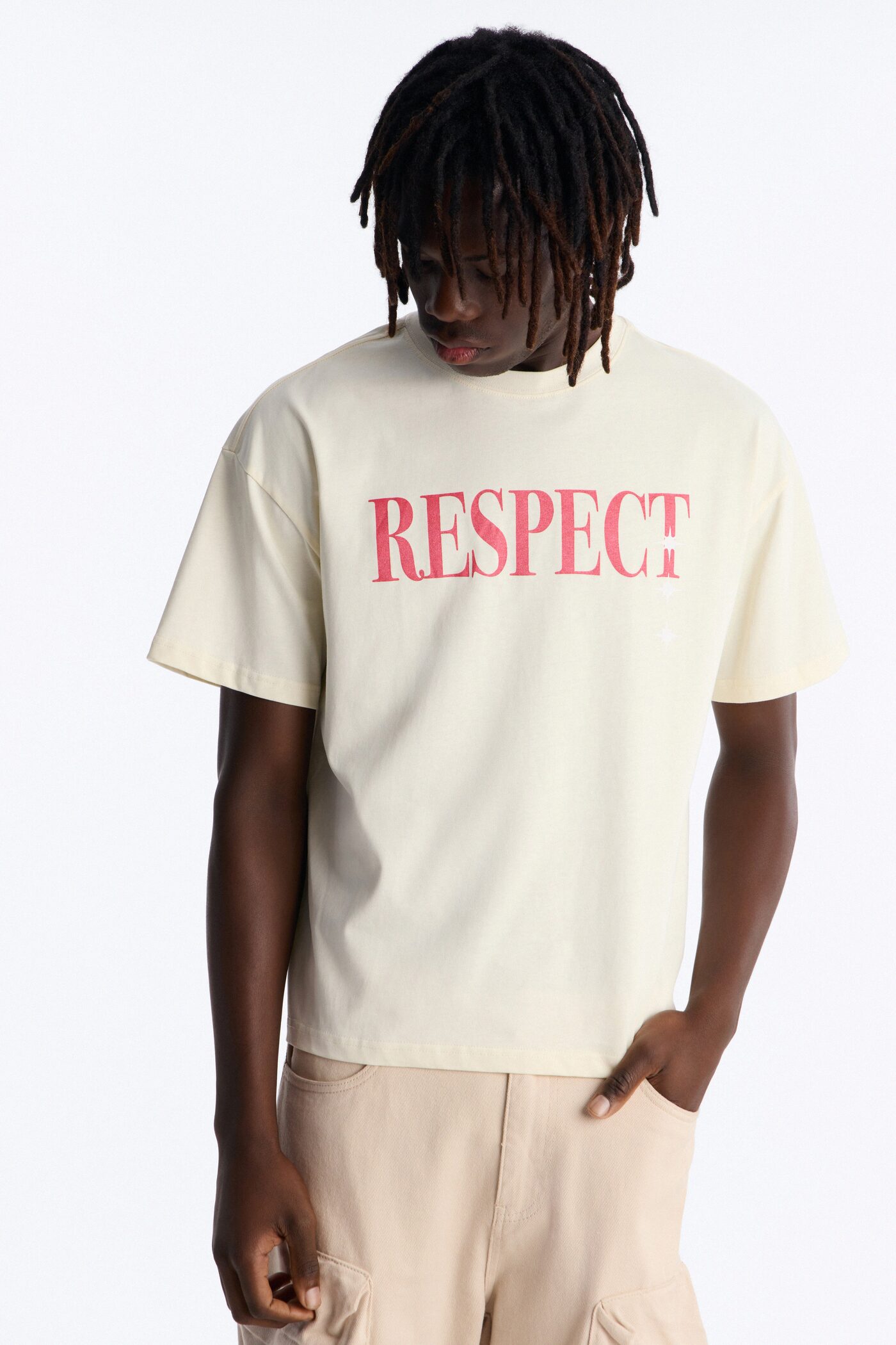 Luke 6:31 Foil Heavy Weight Oversized Short Sleeve Tee - Cream