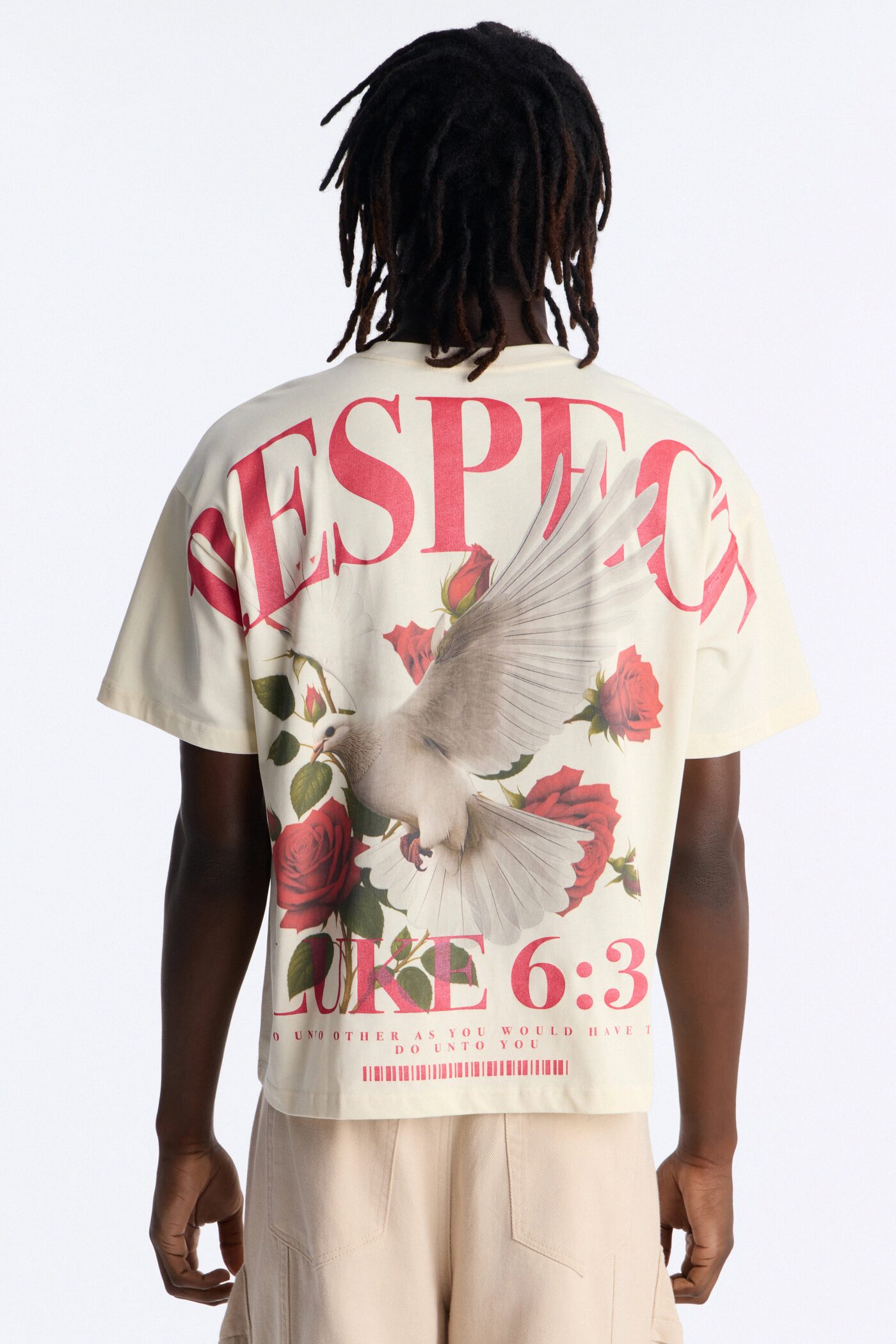 Luke 6:31 Foil Heavy Weight Oversized Short Sleeve Tee - Cream