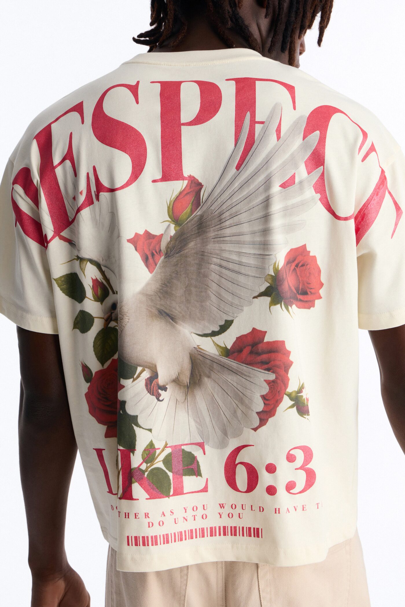 Luke 6:31 Foil Heavy Weight Oversized Short Sleeve Tee - Cream