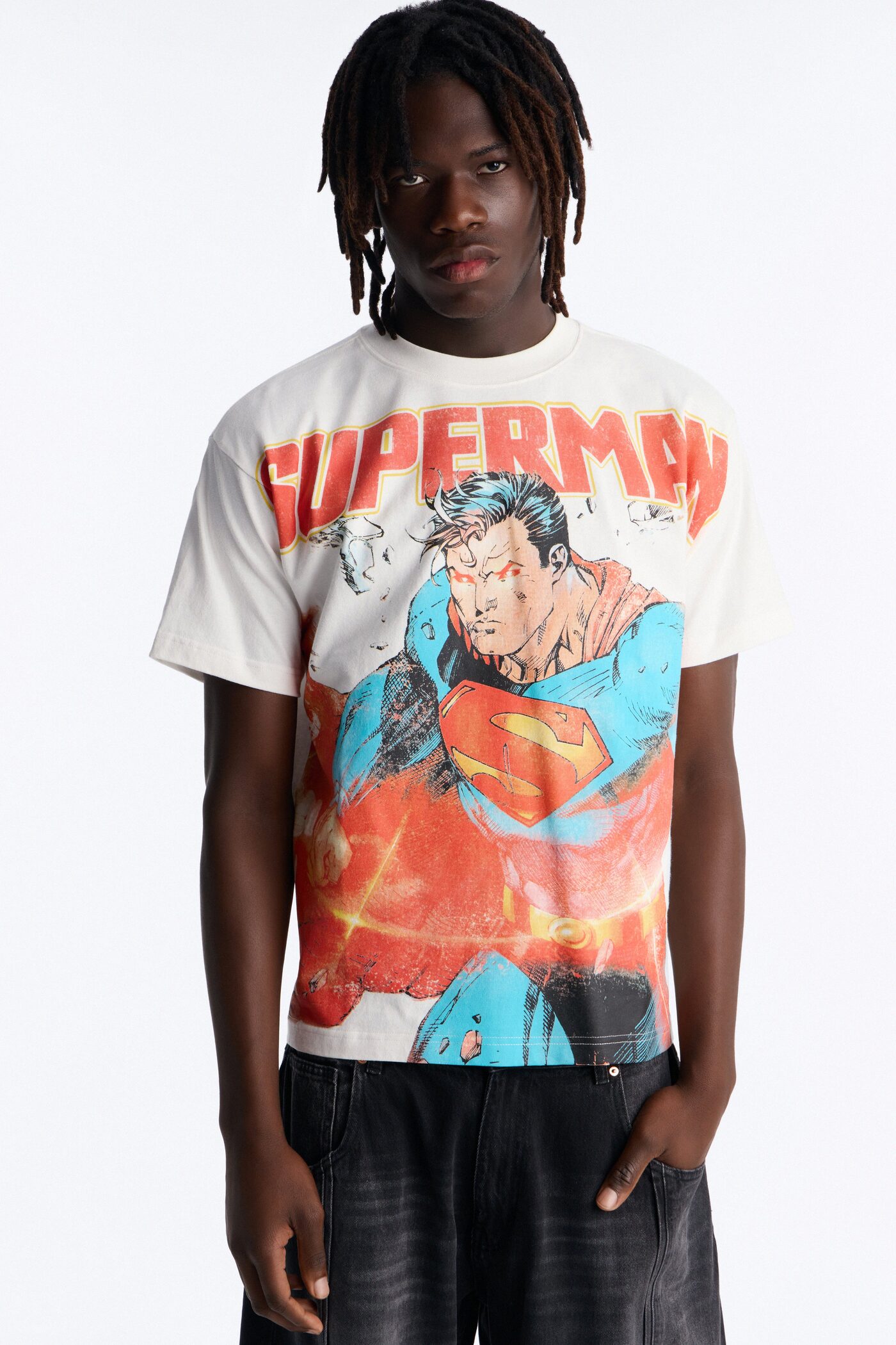 DC Superman Heavy Weight Boxy Short Sleeve Tee - White