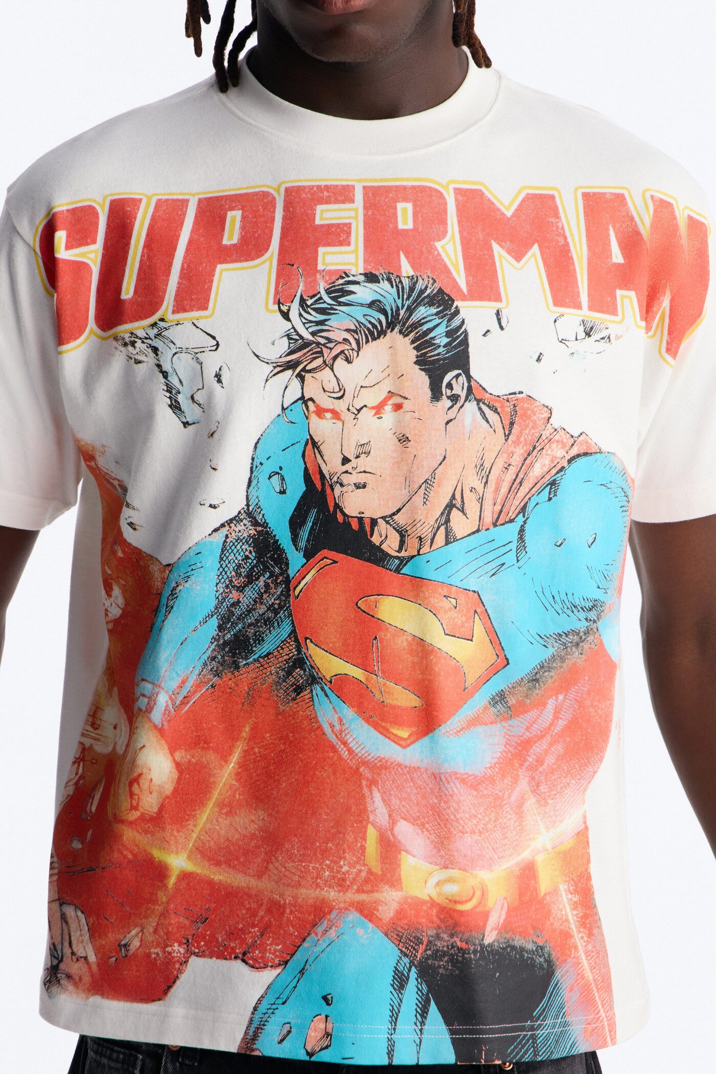 DC Superman Heavy Weight Boxy Short Sleeve Tee - White