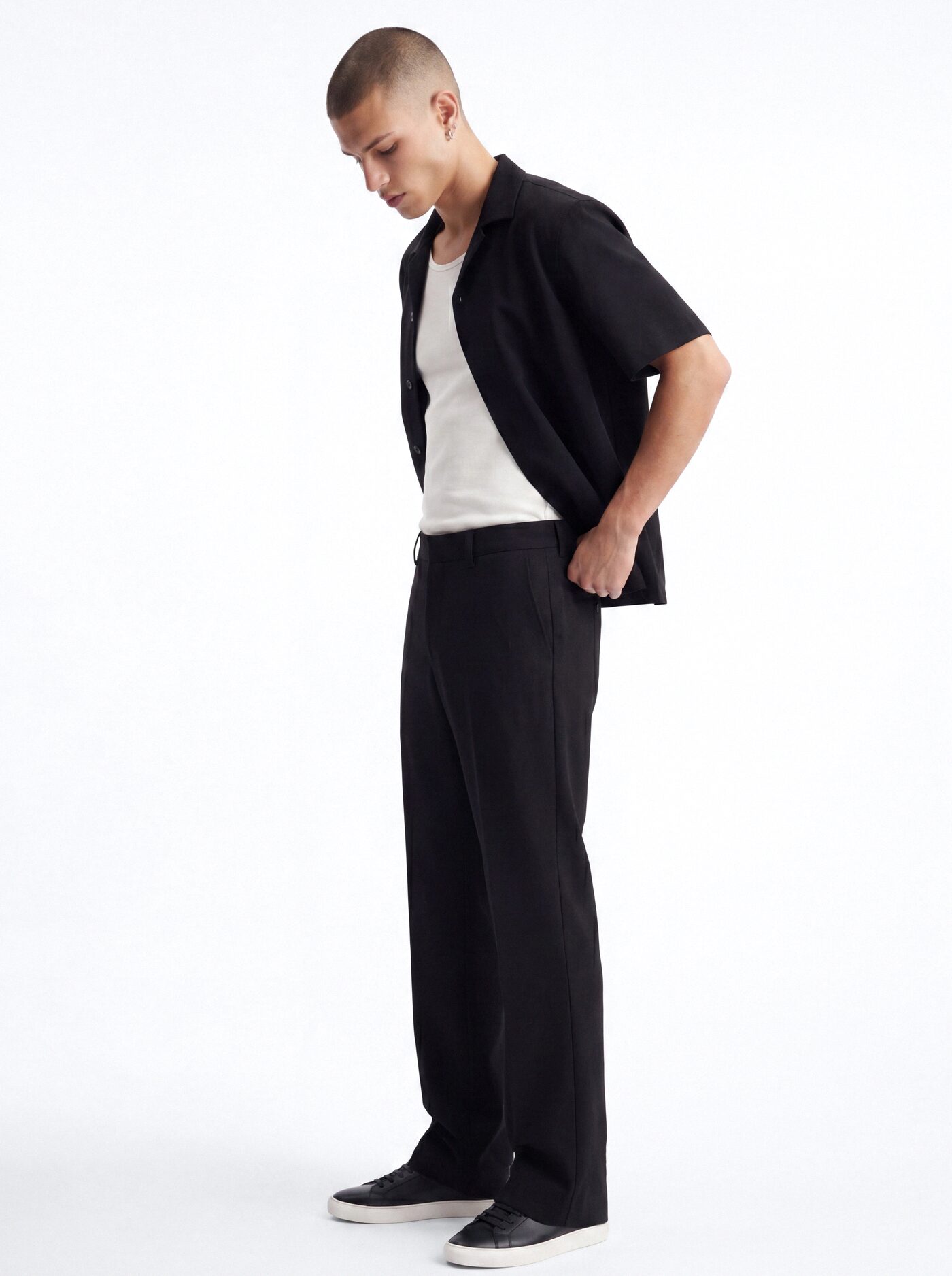 Modern Essential Relaxed Straight Hybrid Waist Trouser - Black