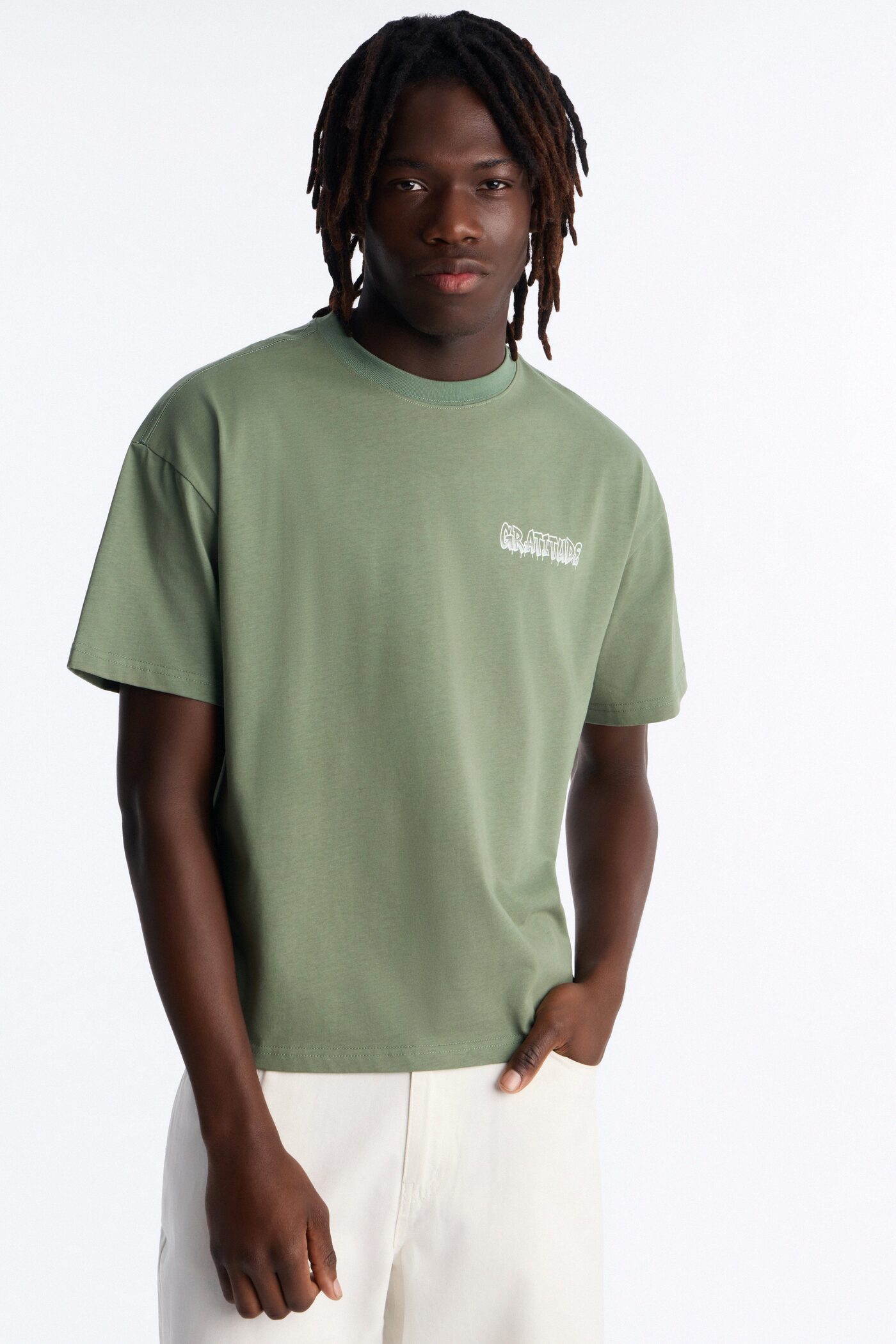 Gratitude Heavy Weight Oversized Short Sleeve Tee - Olive