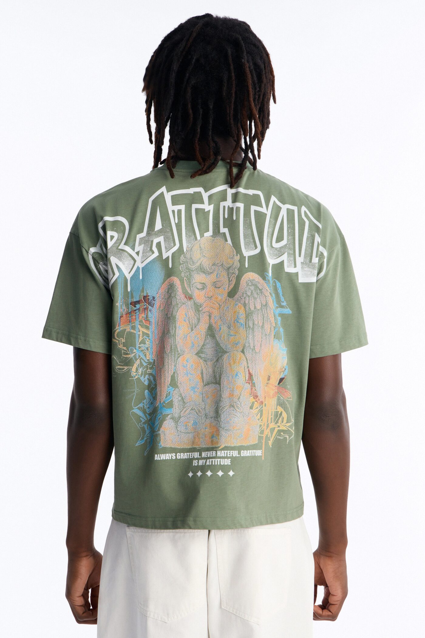 Gratitude Heavy Weight Oversized Short Sleeve Tee - Olive