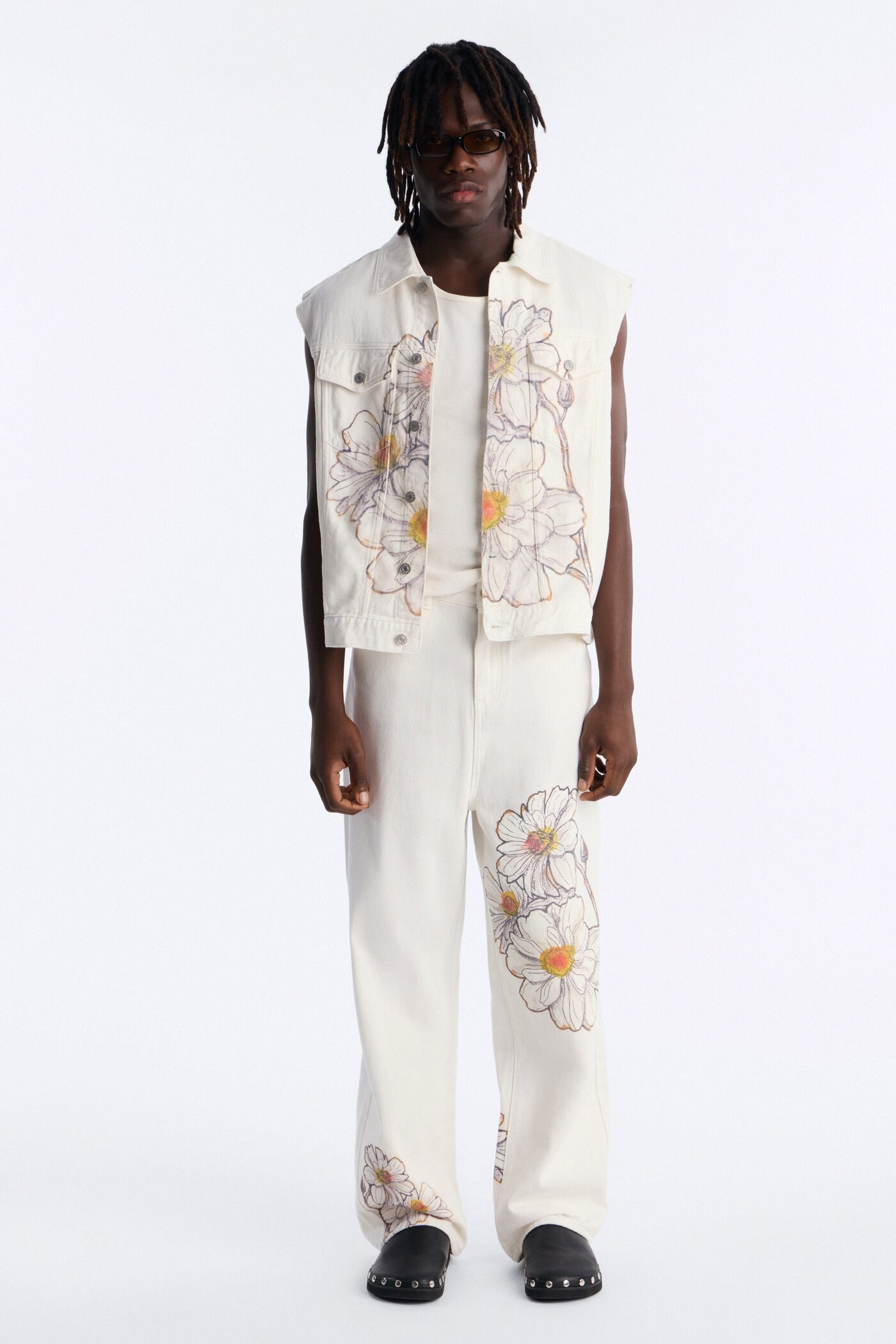 Maison Flora Trucker Vest - White
