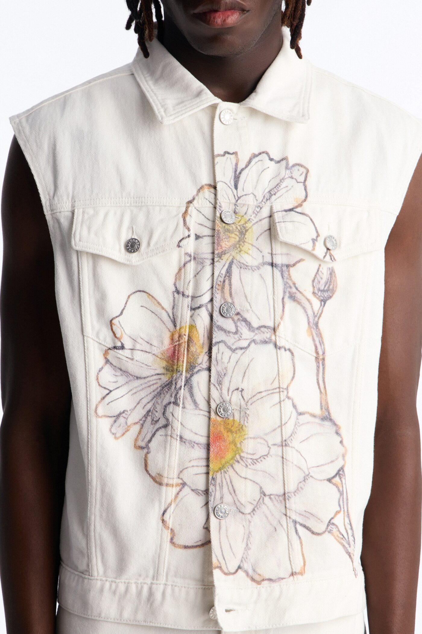 Maison Flora Trucker Vest - White