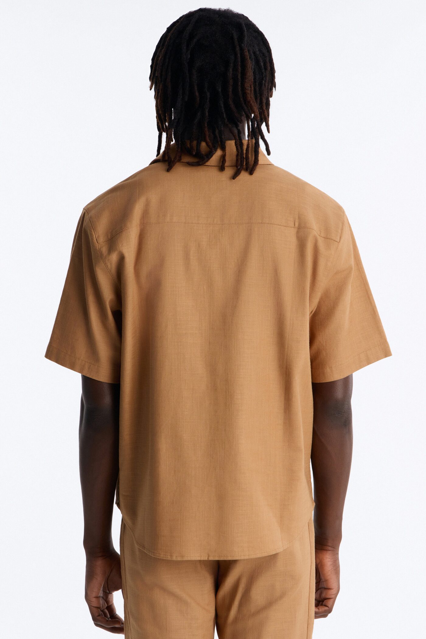 Relaxed Sunward Coast Linen Button Up Shirt - Brown