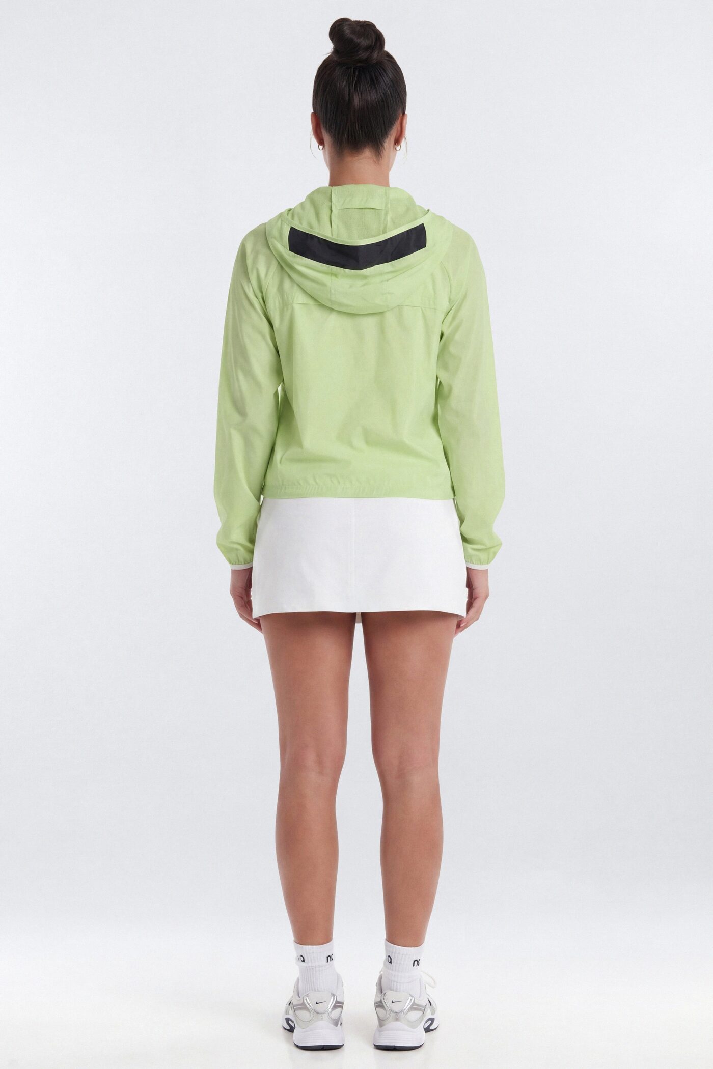 Nylon Light Weight RipStop Zip Up Hooded Running Jacket - Pistachio