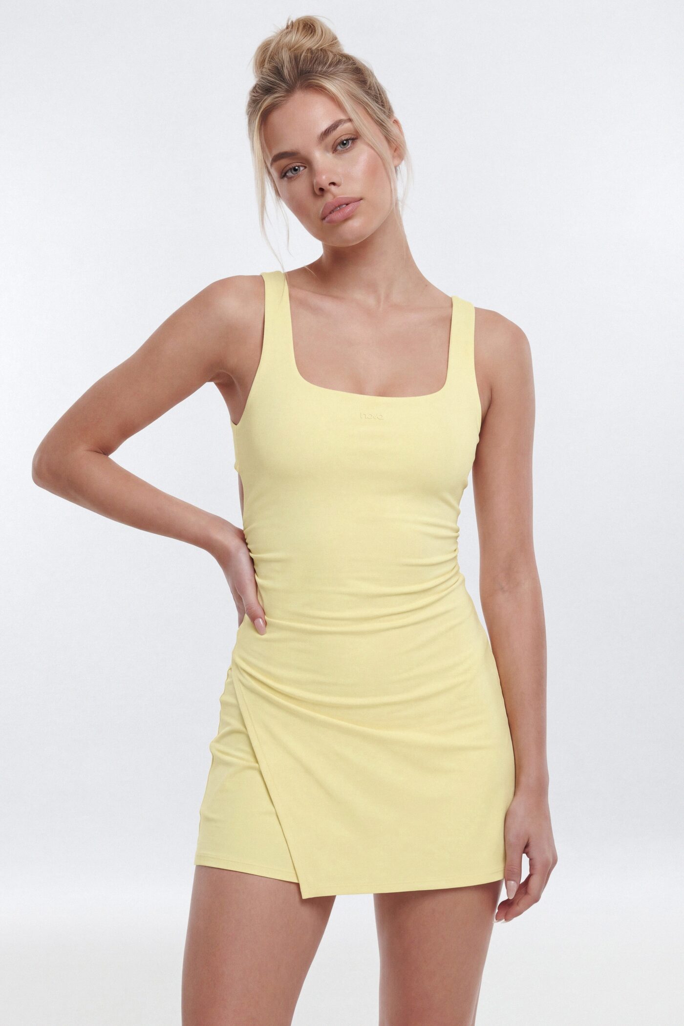 ButterSoft Cut Out Racerback 2-in-1 Active Dress - Soft Yellow