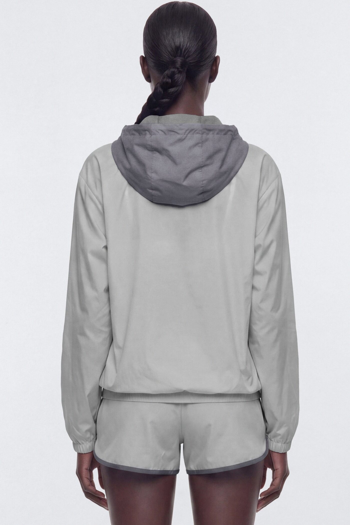 Reflective Lightweight Hooded Running Jacket - Grey/Silver