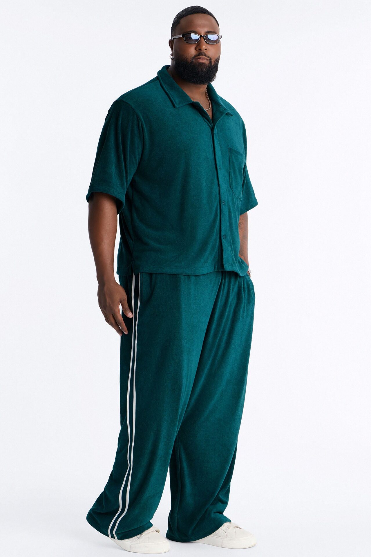 Classic Terry Cloth Baggy Pant - Teal/combo
