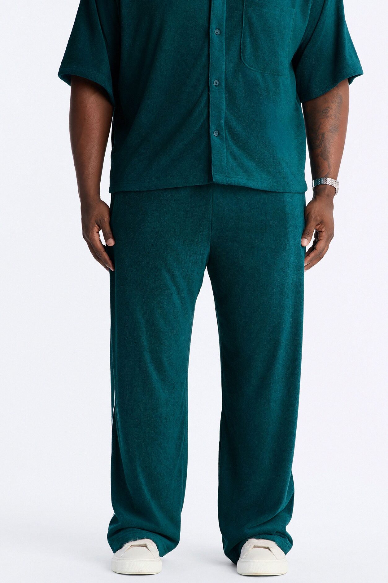 Classic Terry Cloth Baggy Pant - Teal/combo