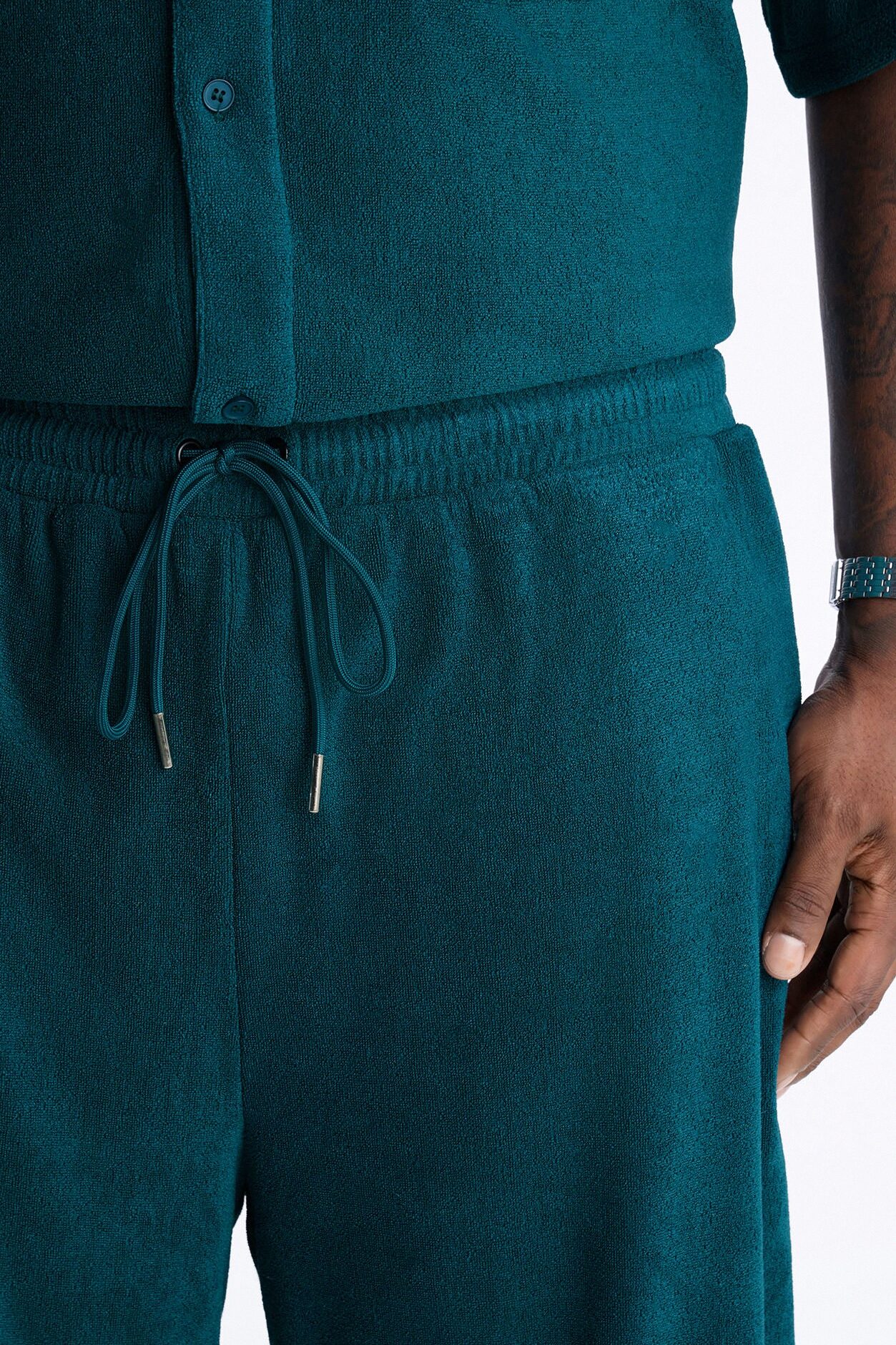 Classic Terry Cloth Baggy Pant - Teal/combo