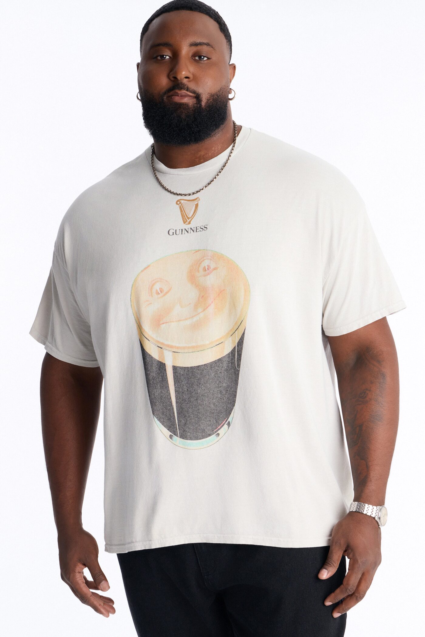 Guinness Beer Art Vintage Short Sleeve Tee - Light Grey