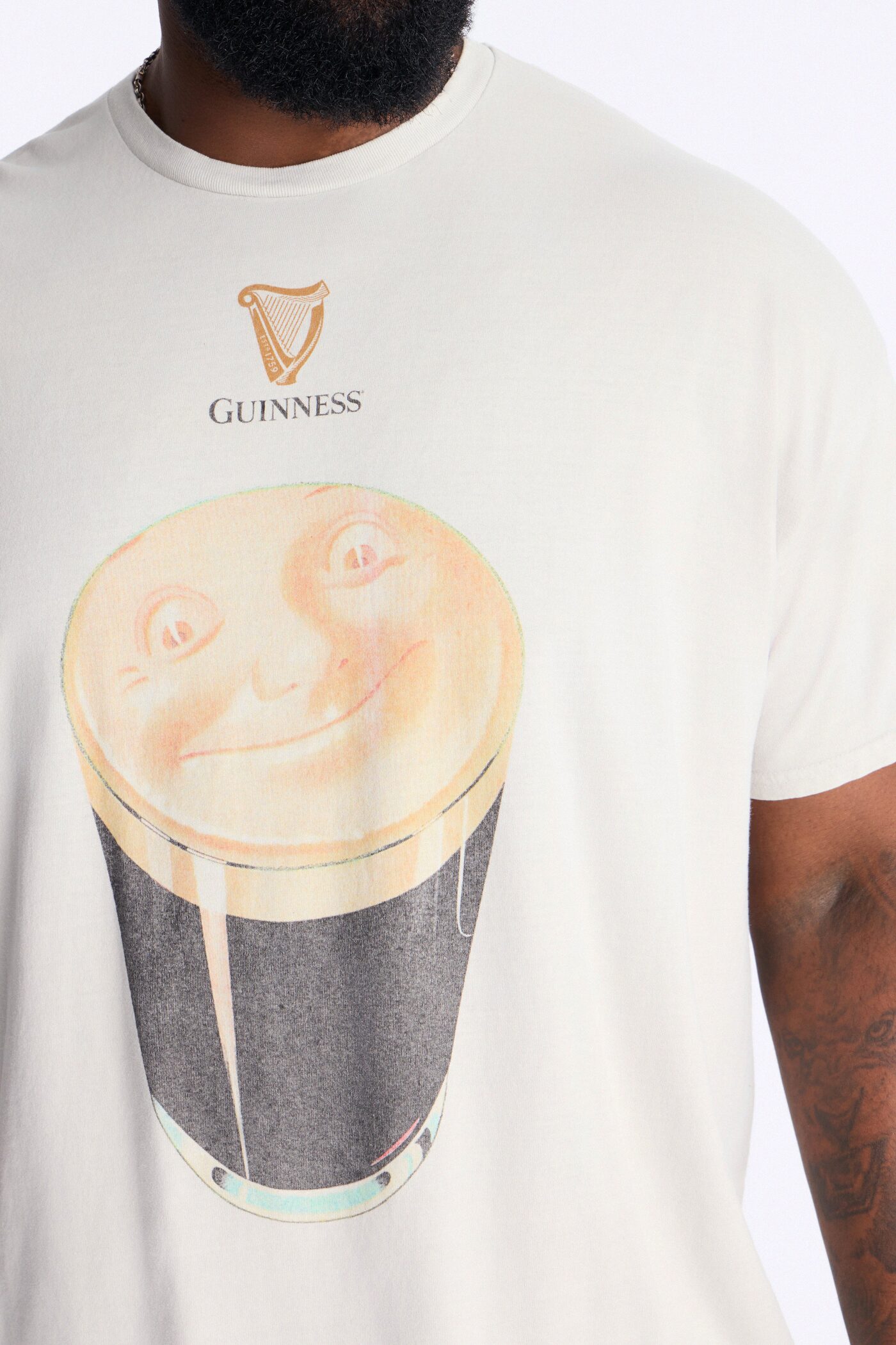 Guinness Beer Art Vintage Short Sleeve Tee - Light Grey