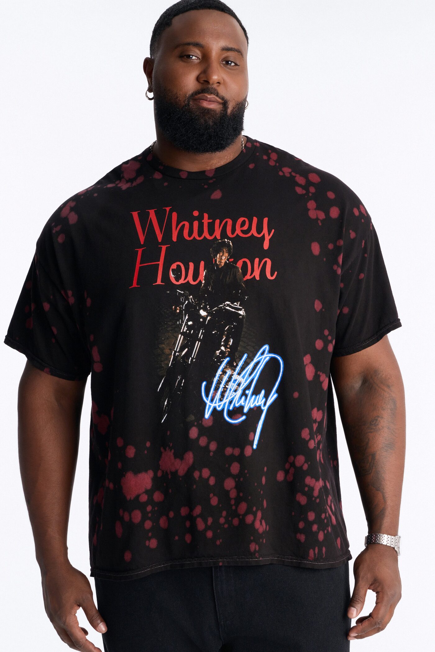 Whitney Houston Dyed Short Sleeve Tee - Black/Red